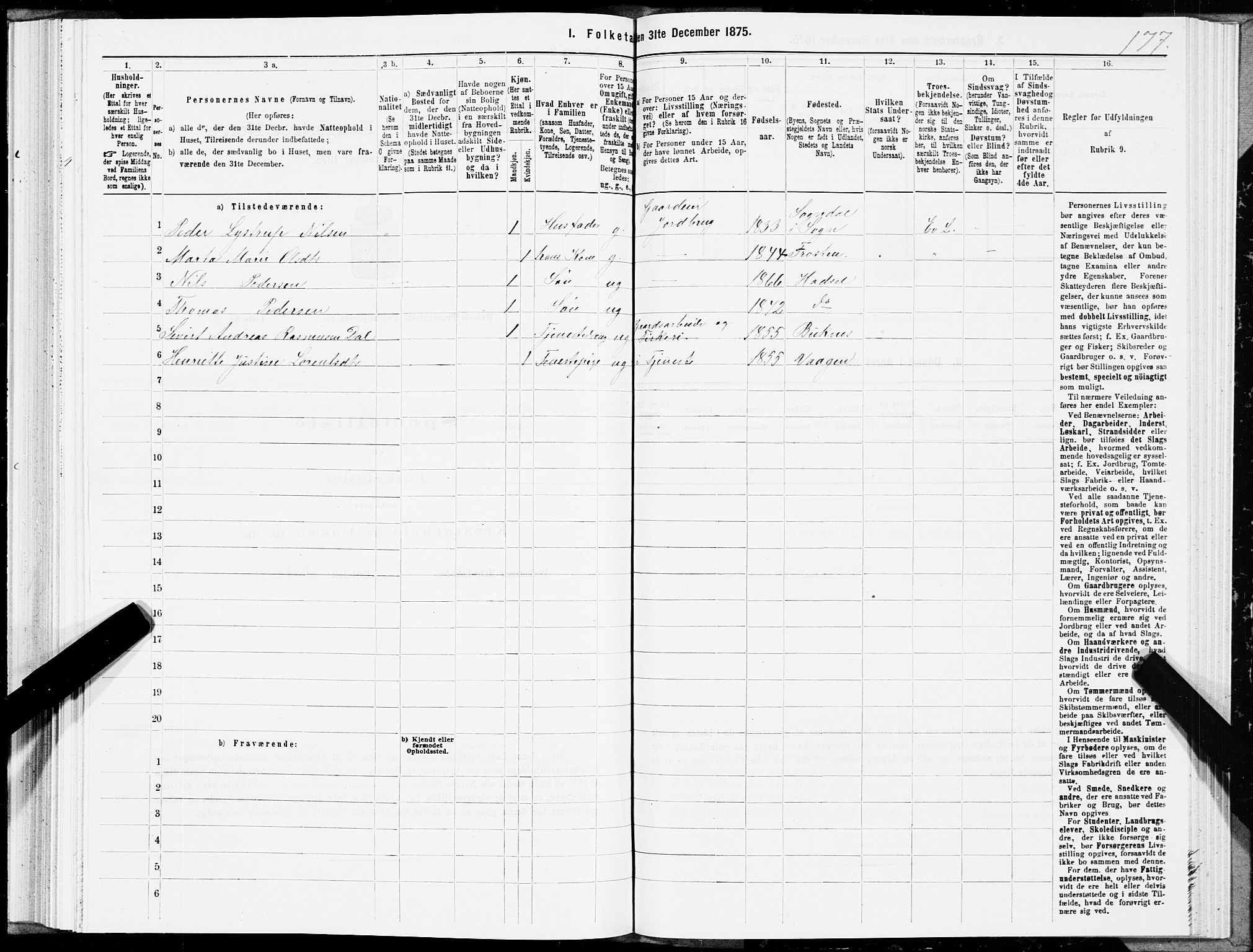 SAT, Folketelling 1875 for 1866P Hadsel prestegjeld, 1875, s. 2177