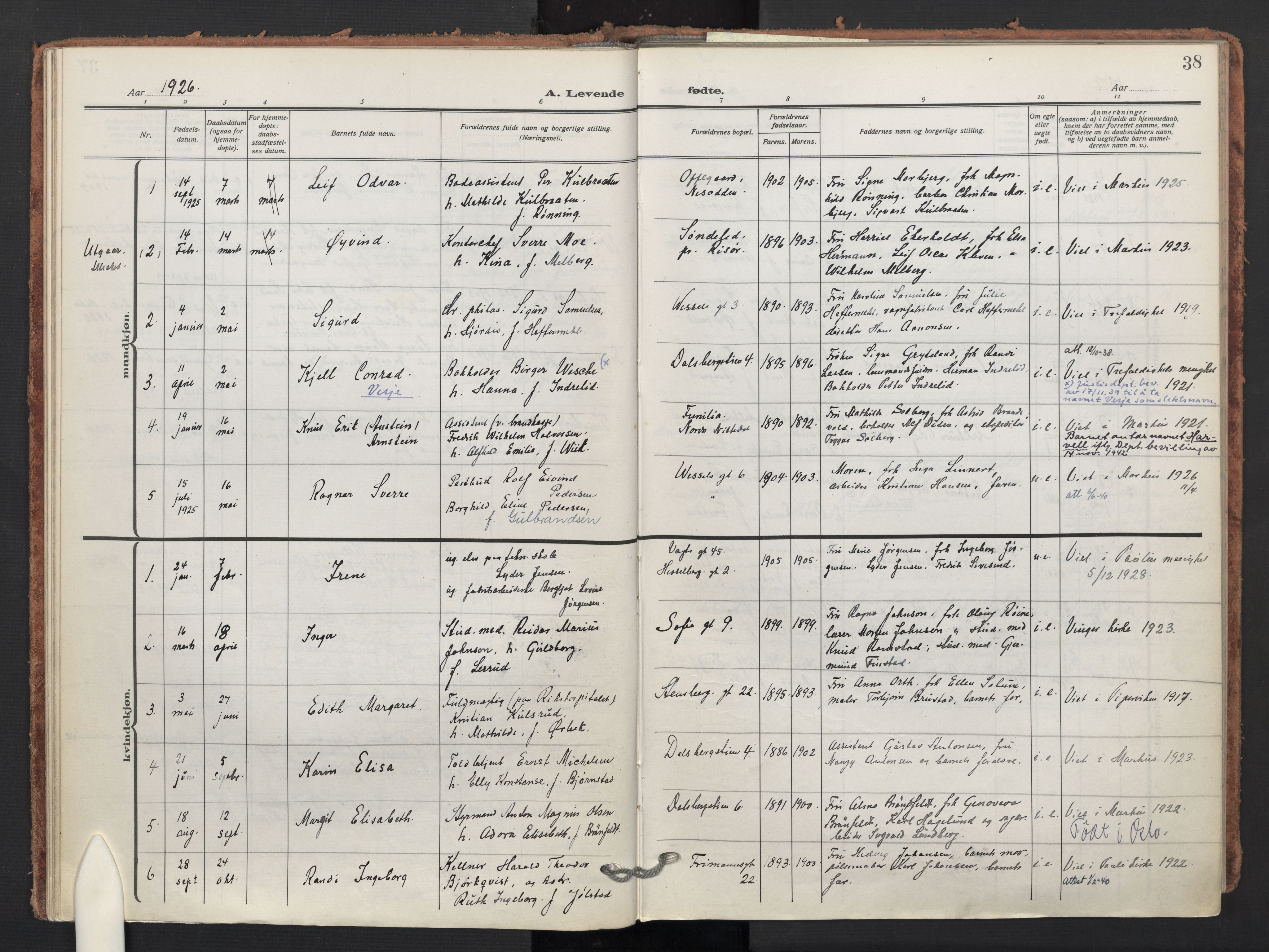 Markus prestekontor Kirkebøker, AV/SAO-A-10830/F/L0001: Ministerialbok nr. 1, 1917-1945, s. 38