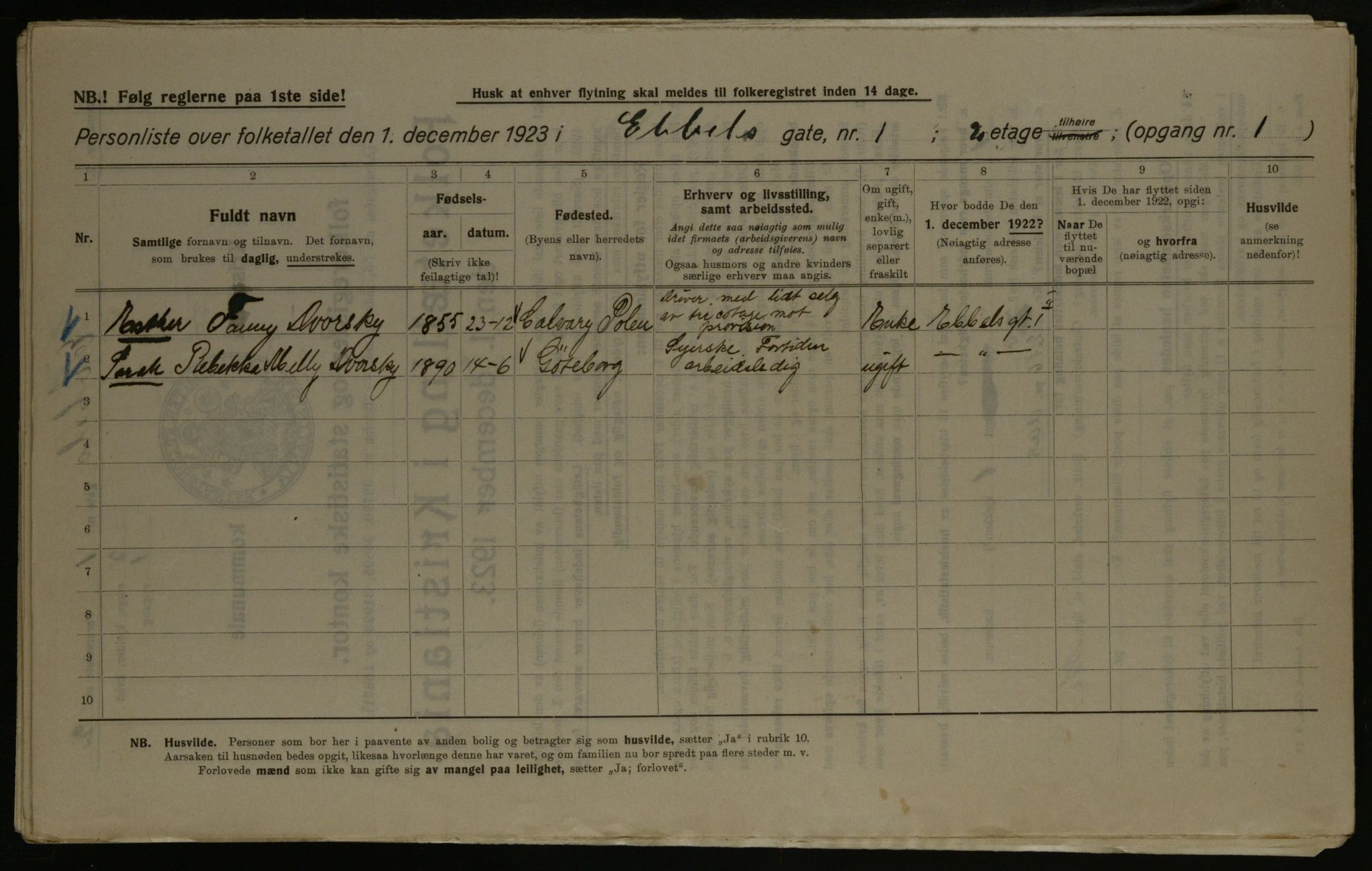 OBA, Kommunal folketelling 1.12.1923 for Kristiania, 1923, s. 20153