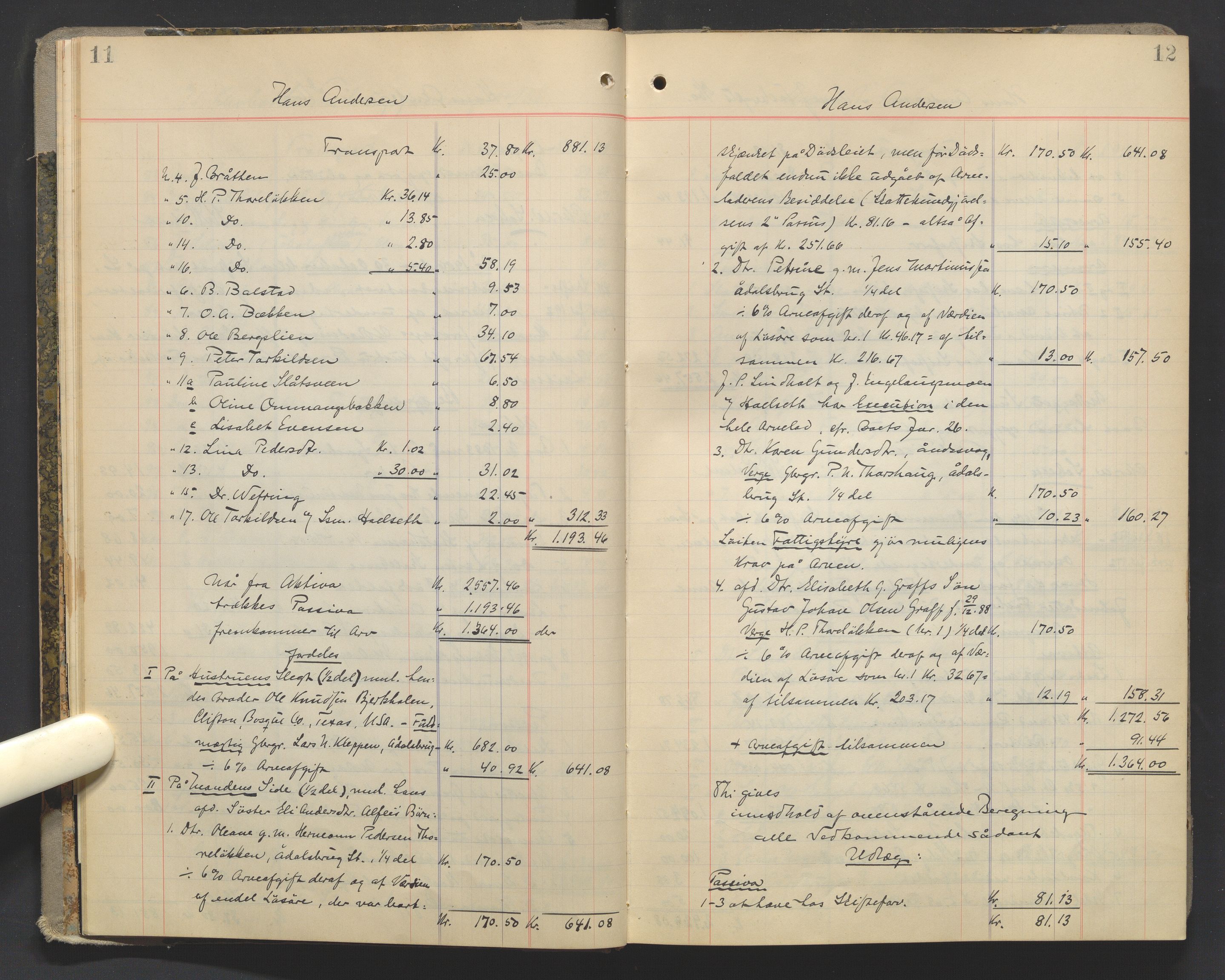 Sør-Hedmark sorenskriveri, AV/SAH-TING-014/J/Ja/Jad/L0003: Skifteutlodningsprotokoll - landet, 1906-1914, s. 11-12