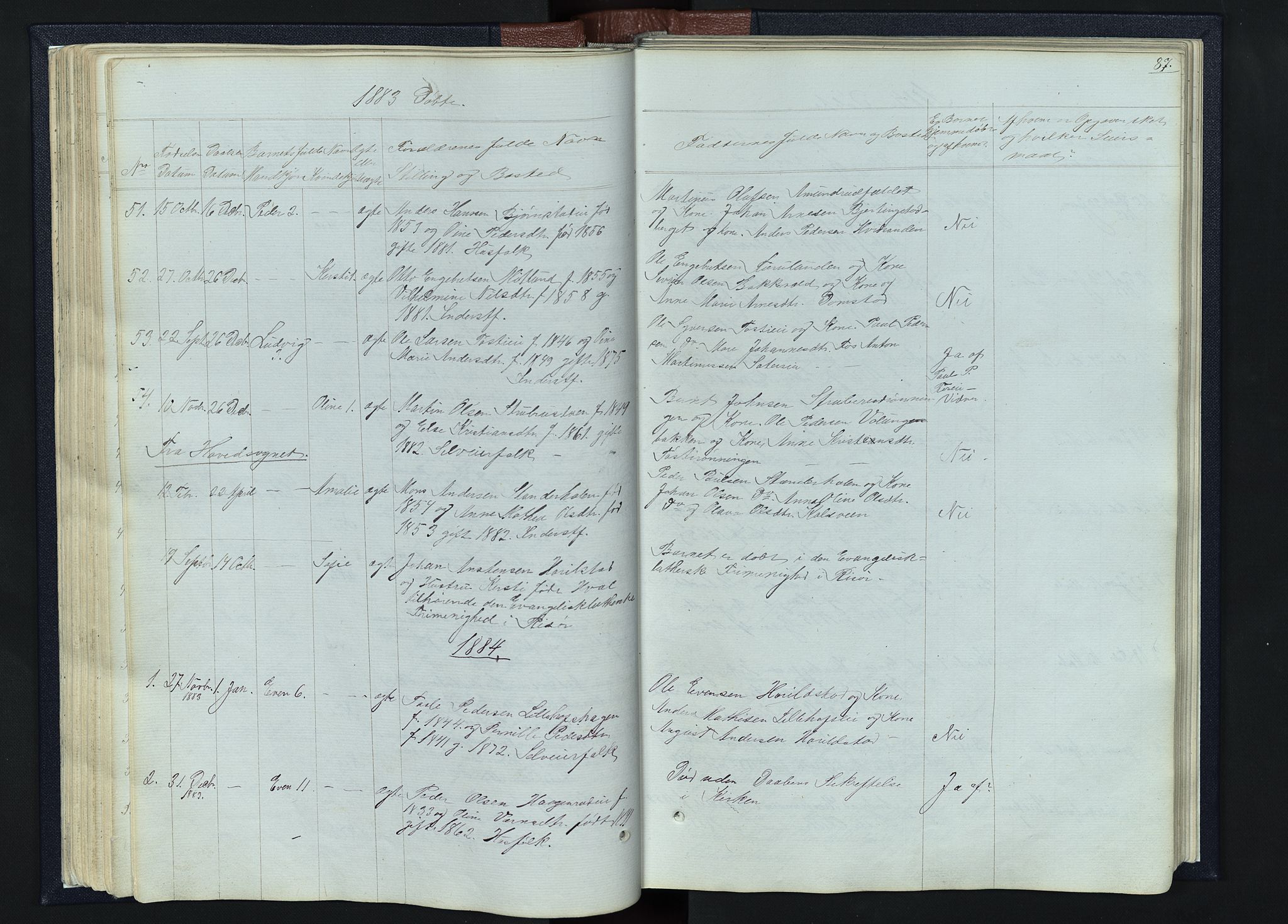 Romedal prestekontor, AV/SAH-PREST-004/L/L0010: Klokkerbok nr. 10, 1860-1895, s. 87