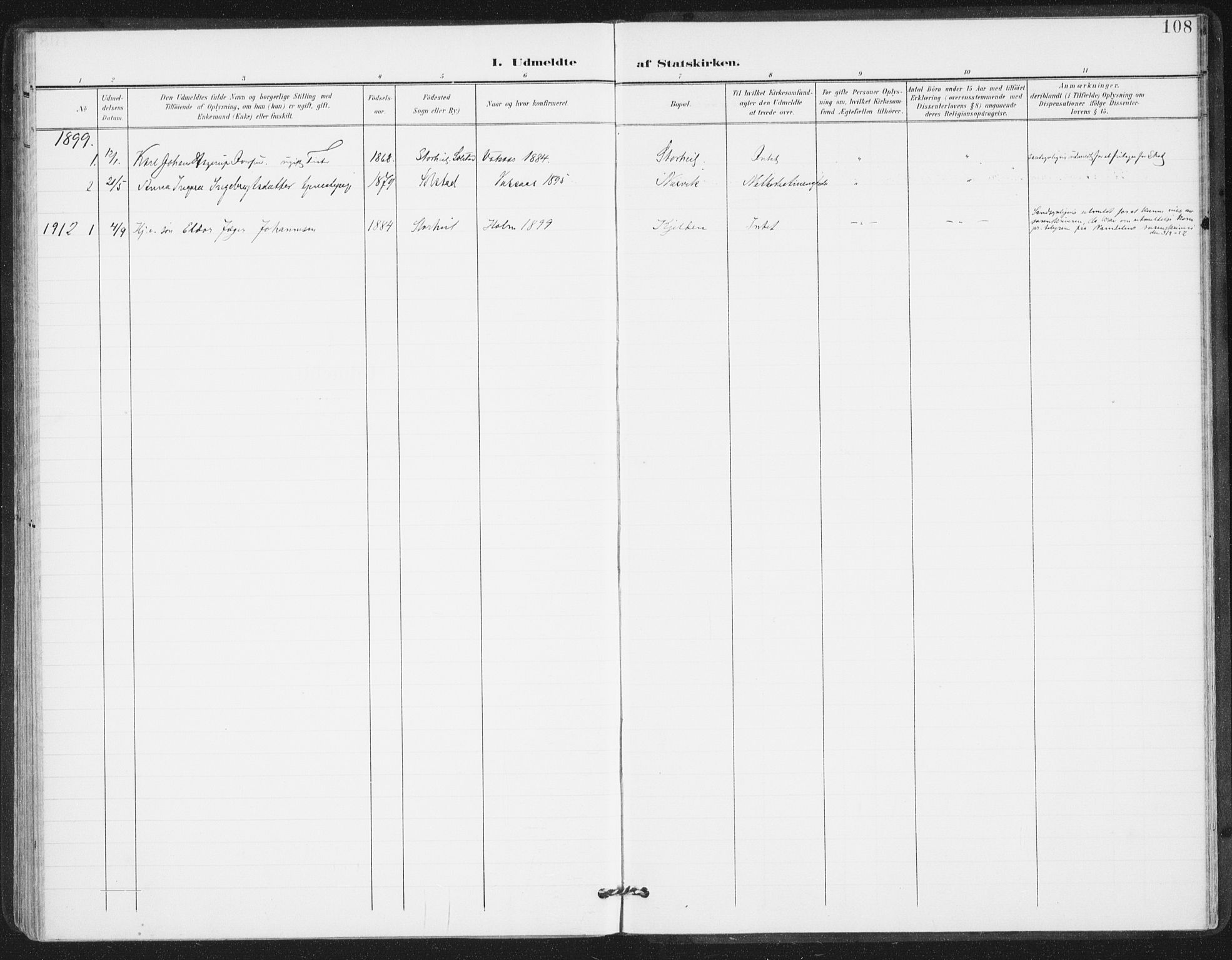 Ministerialprotokoller, klokkerbøker og fødselsregistre - Nordland, AV/SAT-A-1459/811/L0167: Ministerialbok nr. 811A04, 1899-1913, s. 108