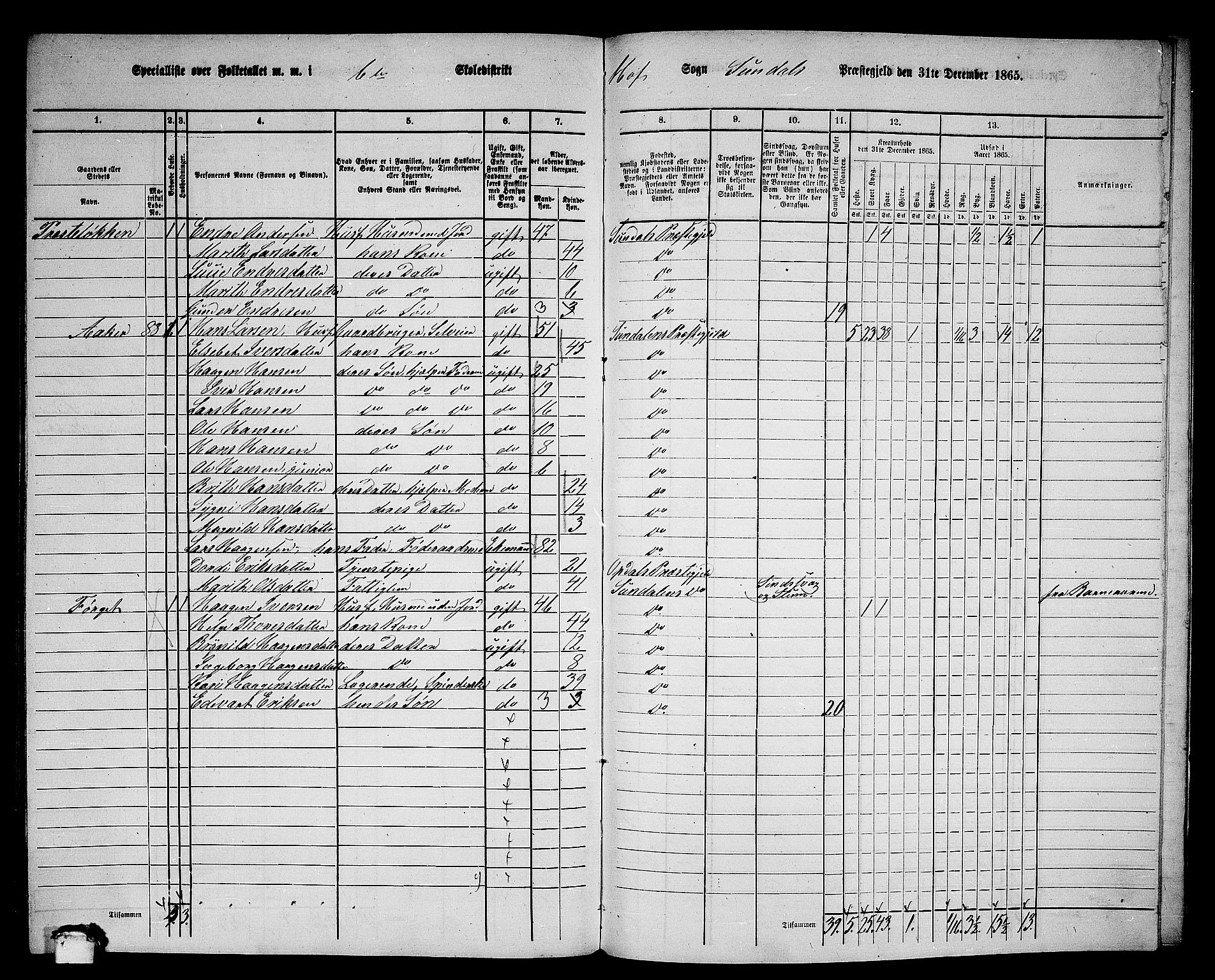 RA, Folketelling 1865 for 1563P Sunndal prestegjeld, 1865, s. 82