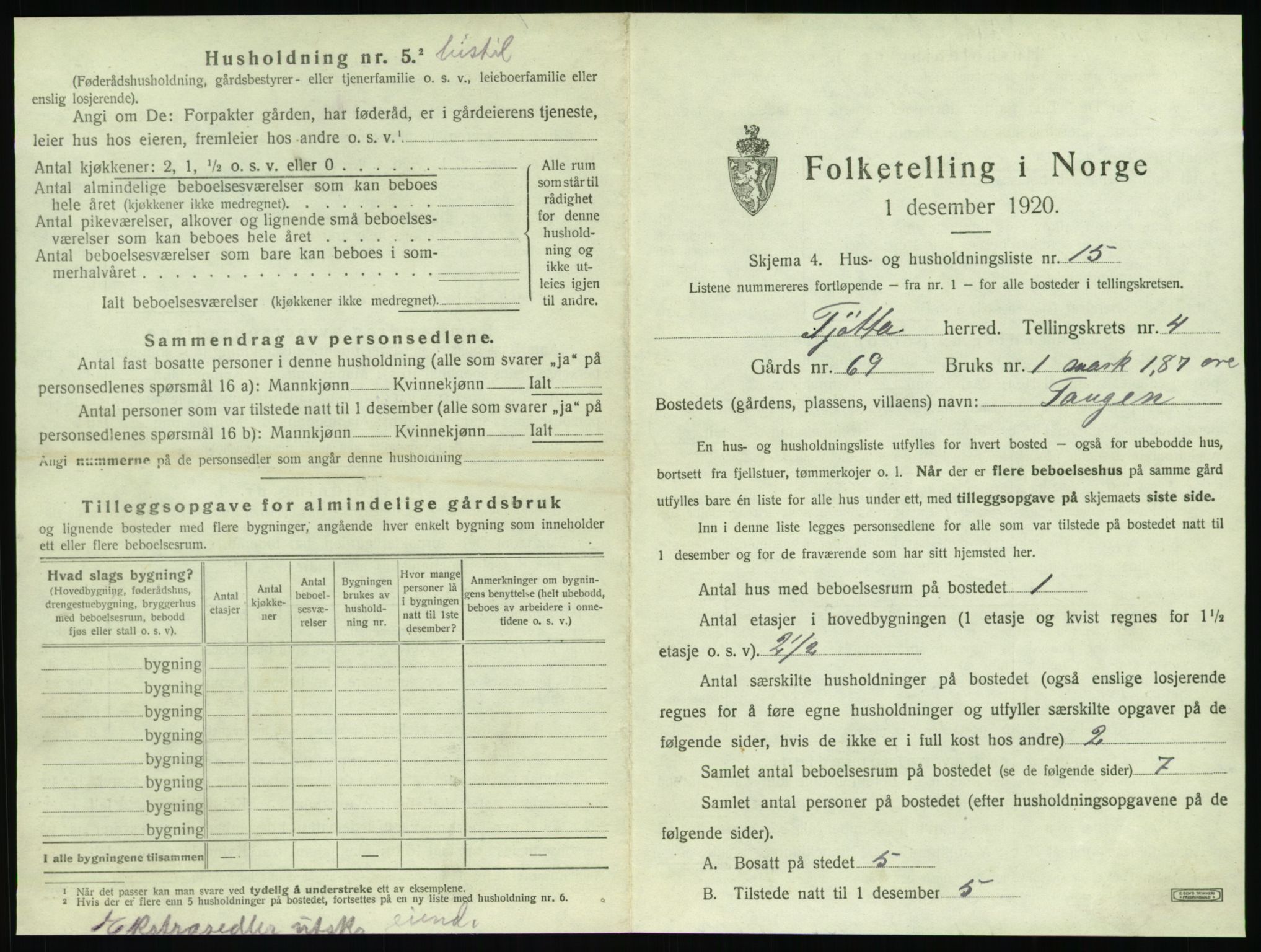 SAT, Folketelling 1920 for 1817 Tjøtta herred, 1920, s. 207