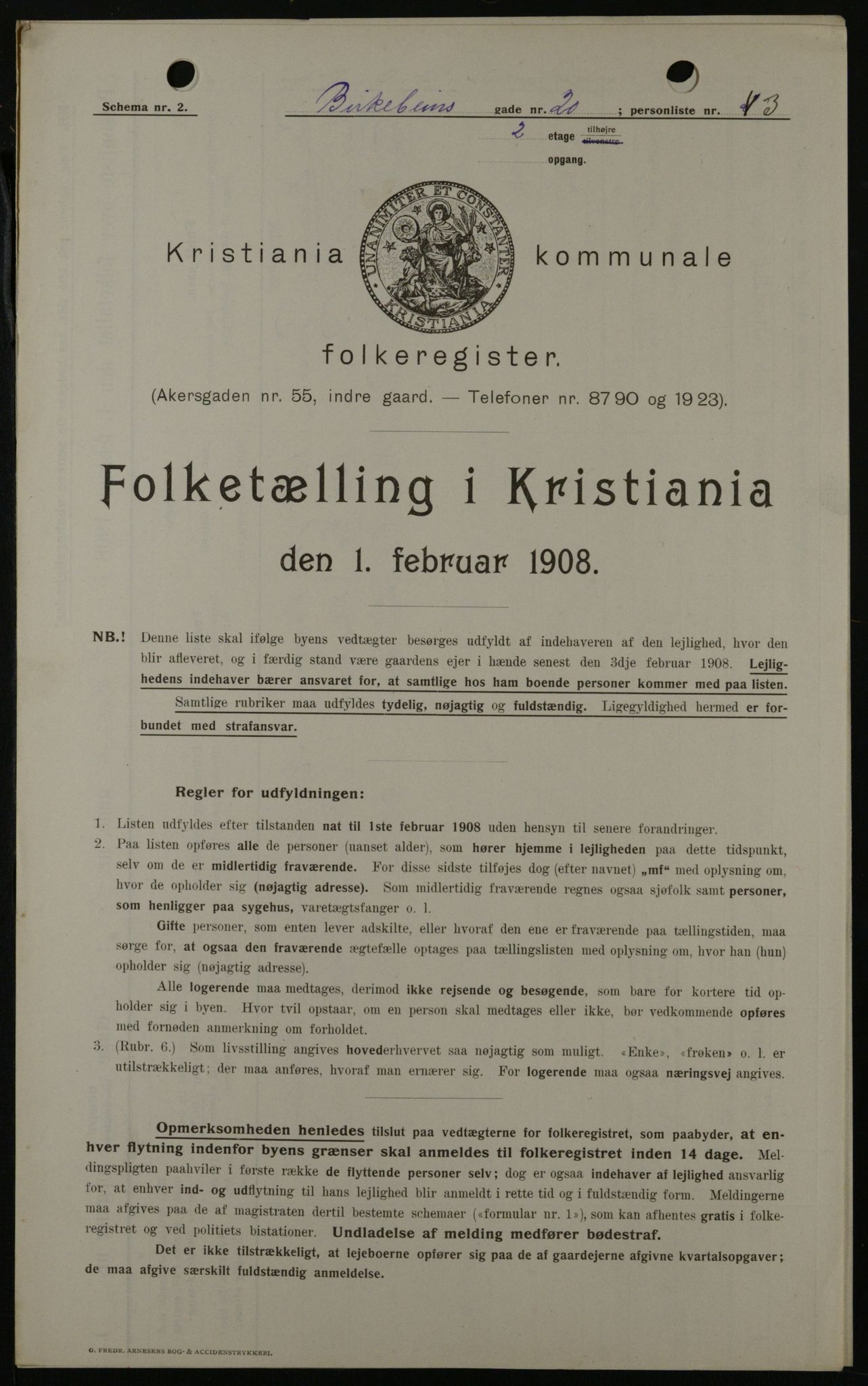 OBA, Kommunal folketelling 1.2.1908 for Kristiania kjøpstad, 1908, s. 4938