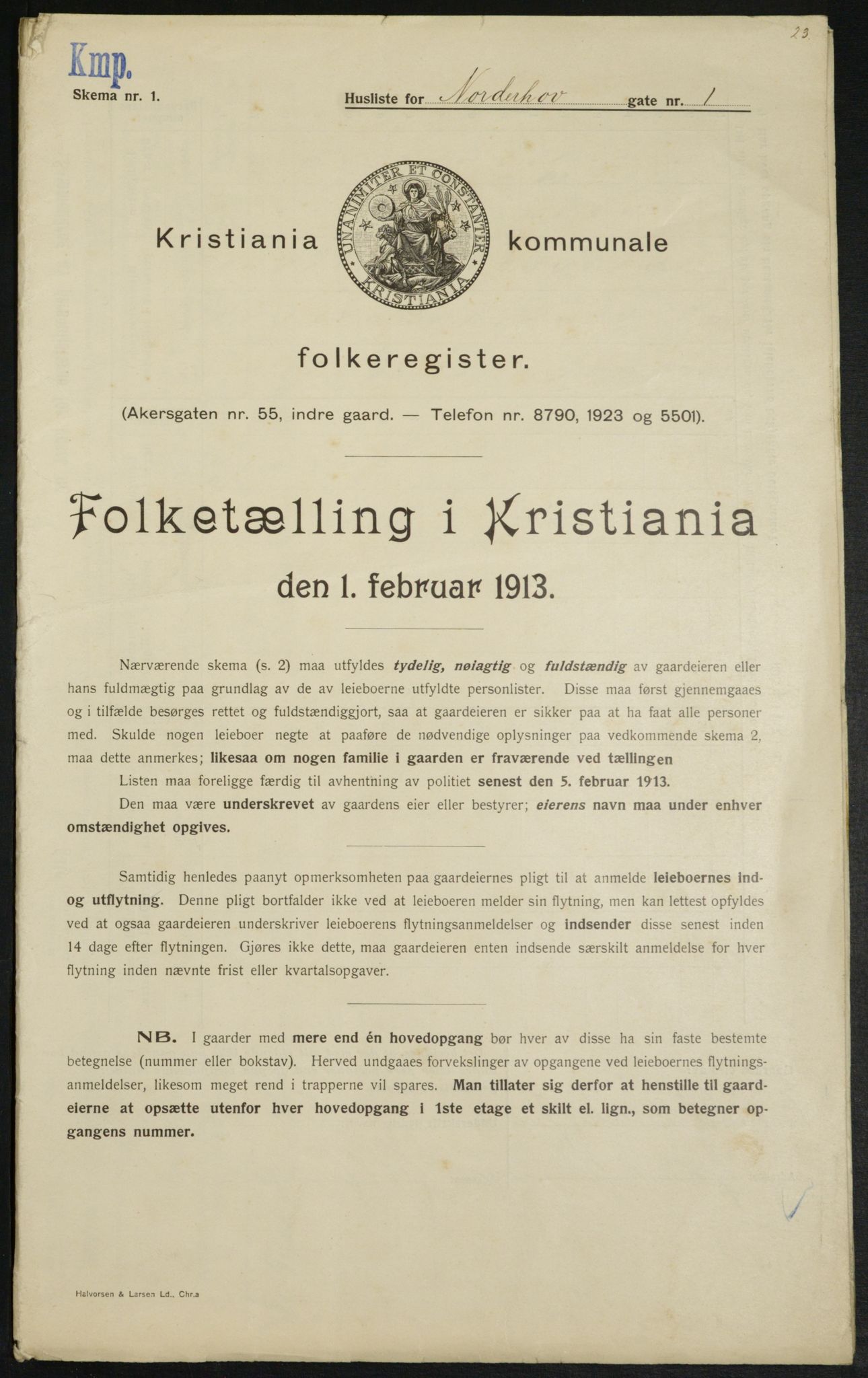 OBA, Kommunal folketelling 1.2.1913 for Kristiania, 1913, s. 72480