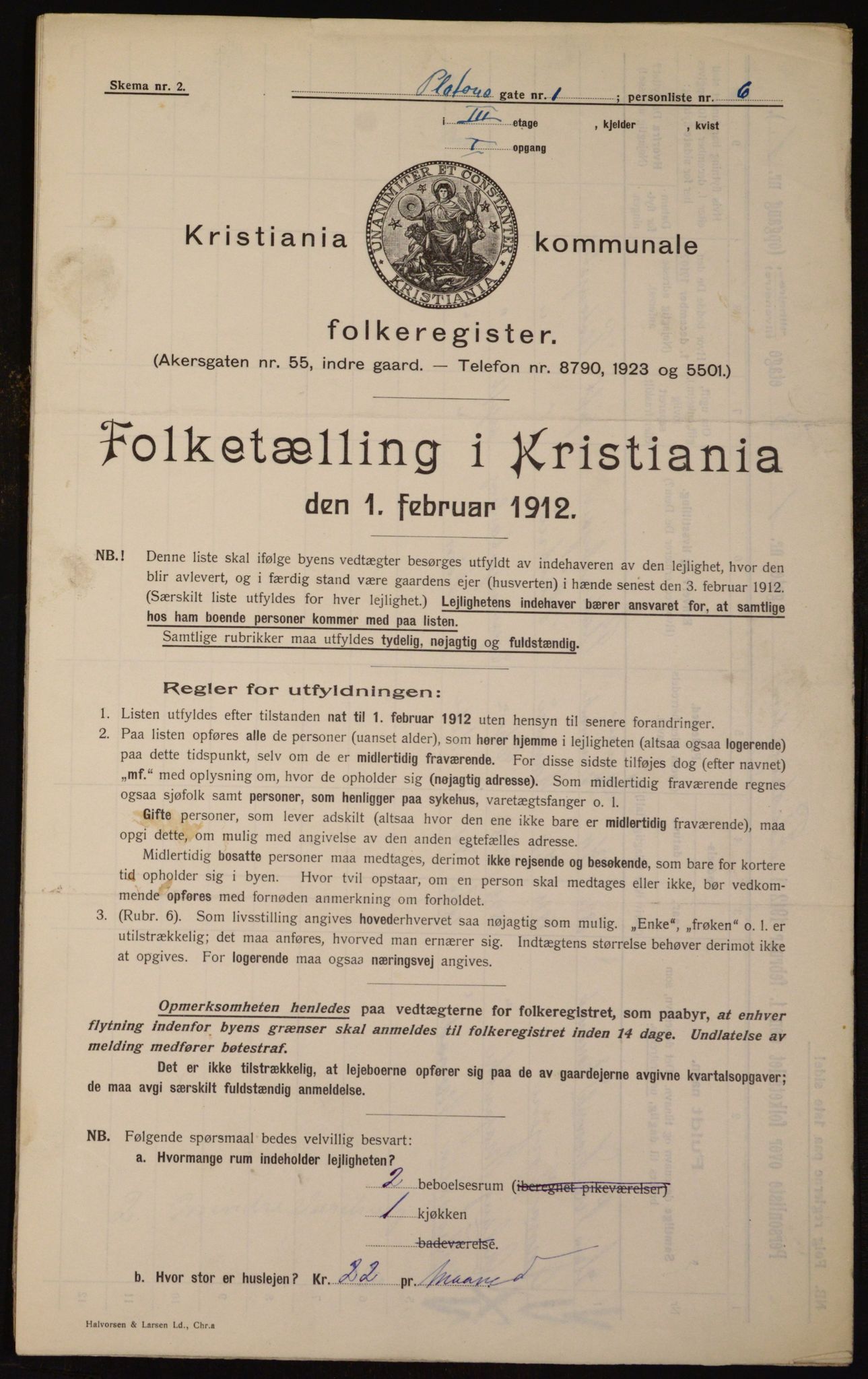 OBA, Kommunal folketelling 1.2.1912 for Kristiania, 1912, s. 80733