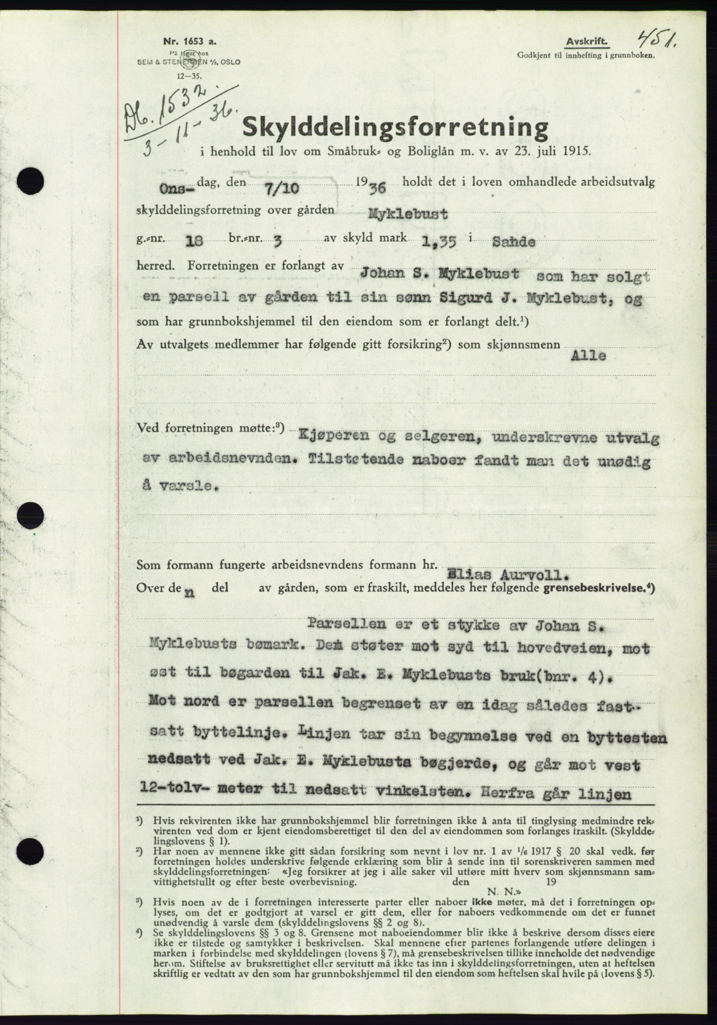 Søre Sunnmøre sorenskriveri, AV/SAT-A-4122/1/2/2C/L0061: Pantebok nr. 55, 1936-1936, Dagboknr: 1532/1936