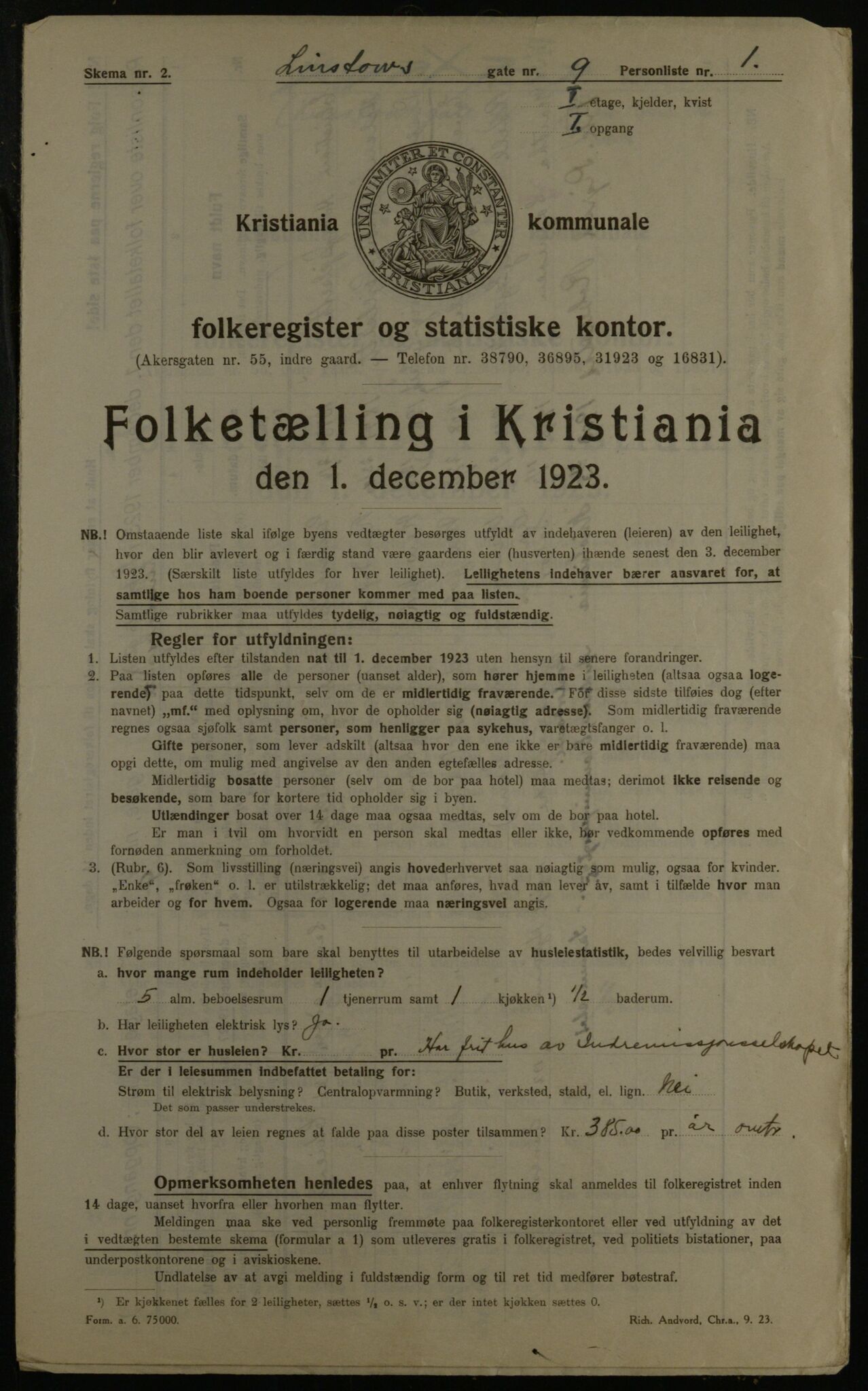 OBA, Kommunal folketelling 1.12.1923 for Kristiania, 1923, s. 64269