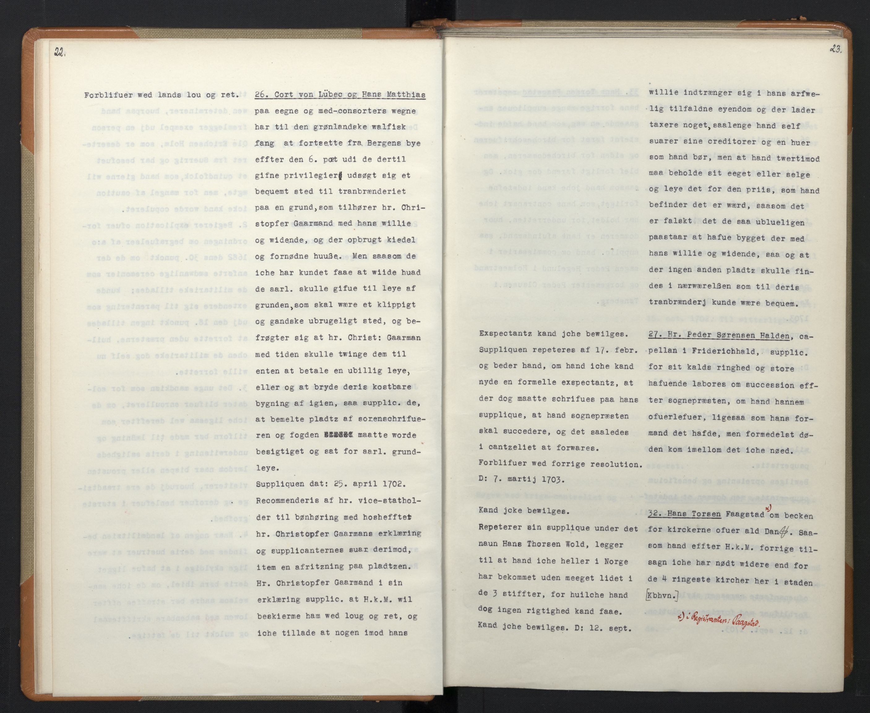 Avskriftsamlingen, RA/EA-4022/F/Fa/L0071: Supplikker, 1703, s. 16