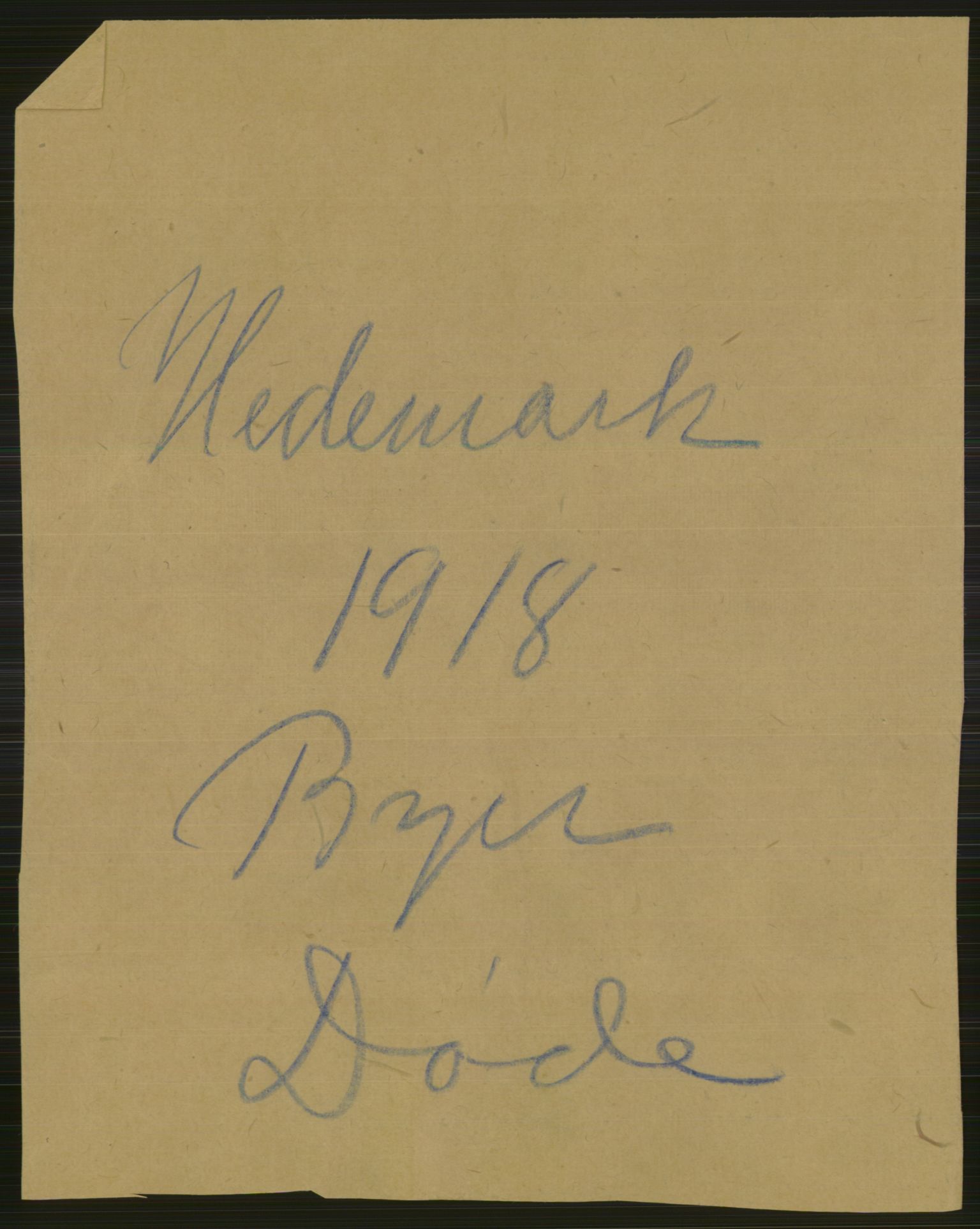 Statistisk sentralbyrå, Sosiodemografiske emner, Befolkning, AV/RA-S-2228/D/Df/Dfb/Dfbh/L0014: Hedemarkens fylke: Døde. Bygder og byer., 1918, s. 1