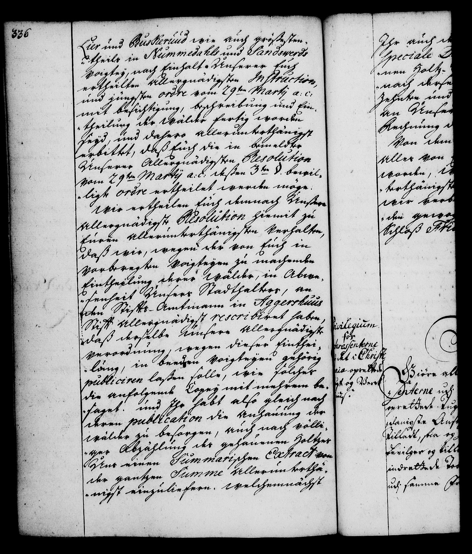 Rentekammeret, Kammerkanselliet, RA/EA-3111/G/Gg/Gga/L0004: Norsk ekspedisjonsprotokoll med register (merket RK 53.4), 1734-1741, s. 336