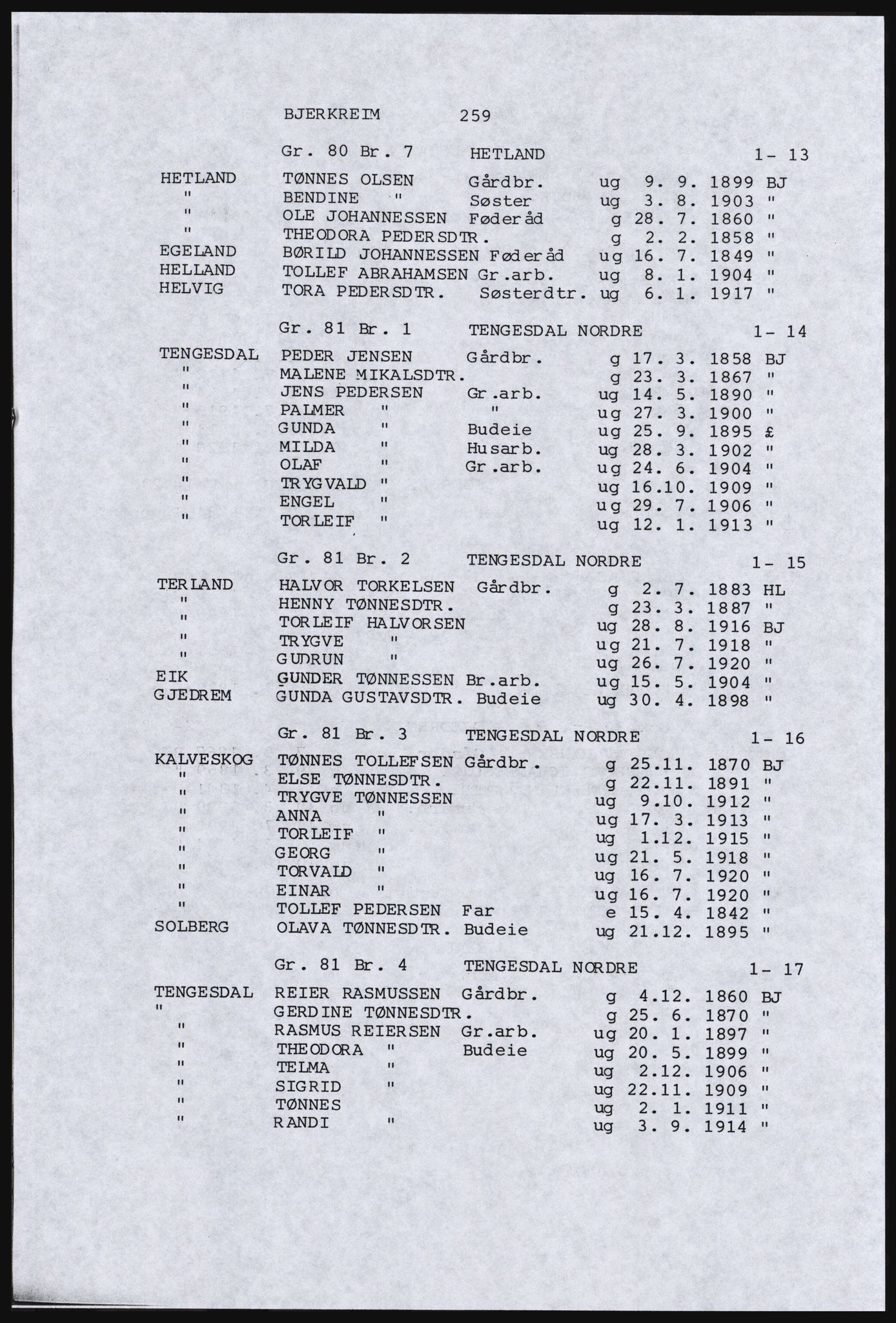 SAST, Avskrift av folketellingen 1920 for Dalane, 1920, s. 717