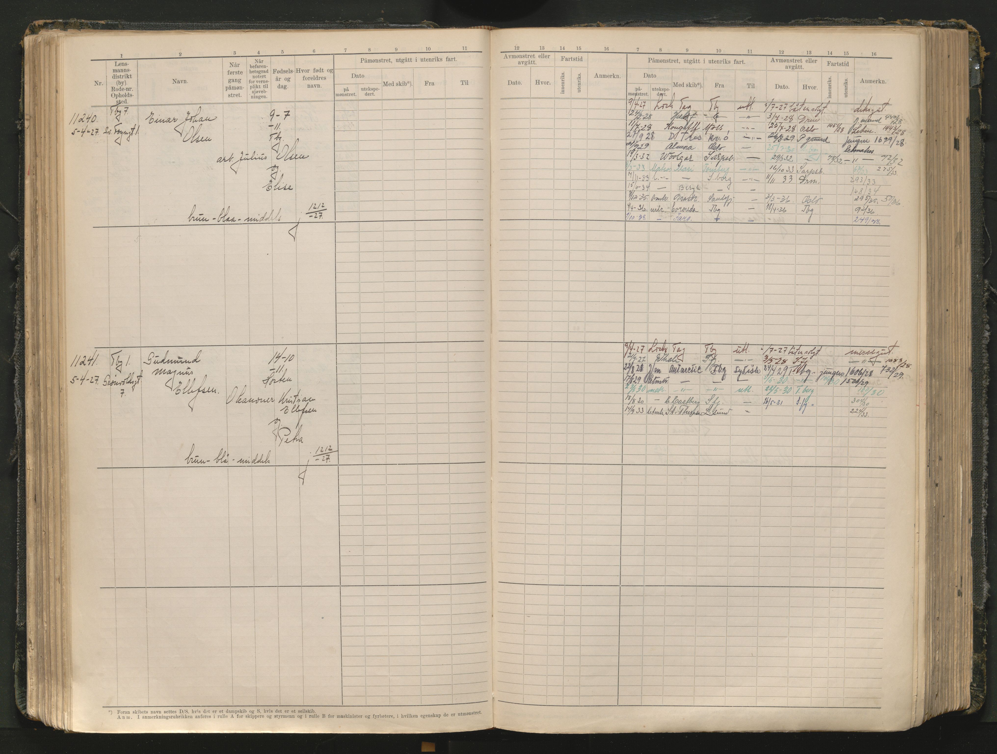 Tønsberg innrulleringskontor, AV/SAKO-A-786/F/Fc/Fcb/L0012: Hovedrulle Patent nr. 10828-12216, 1925-1948