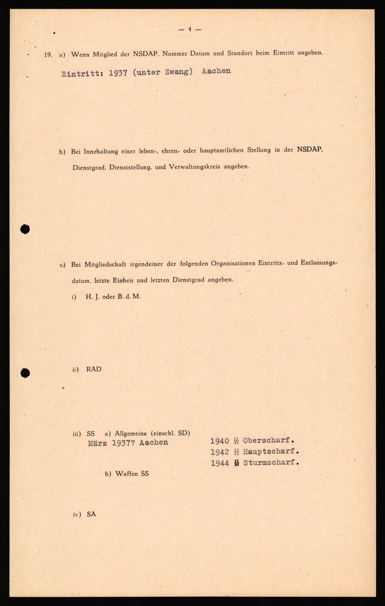 Forsvaret, Forsvarets overkommando II, AV/RA-RAFA-3915/D/Db/L0032: CI Questionaires. Tyske okkupasjonsstyrker i Norge. Tyskere., 1945-1946, s. 38