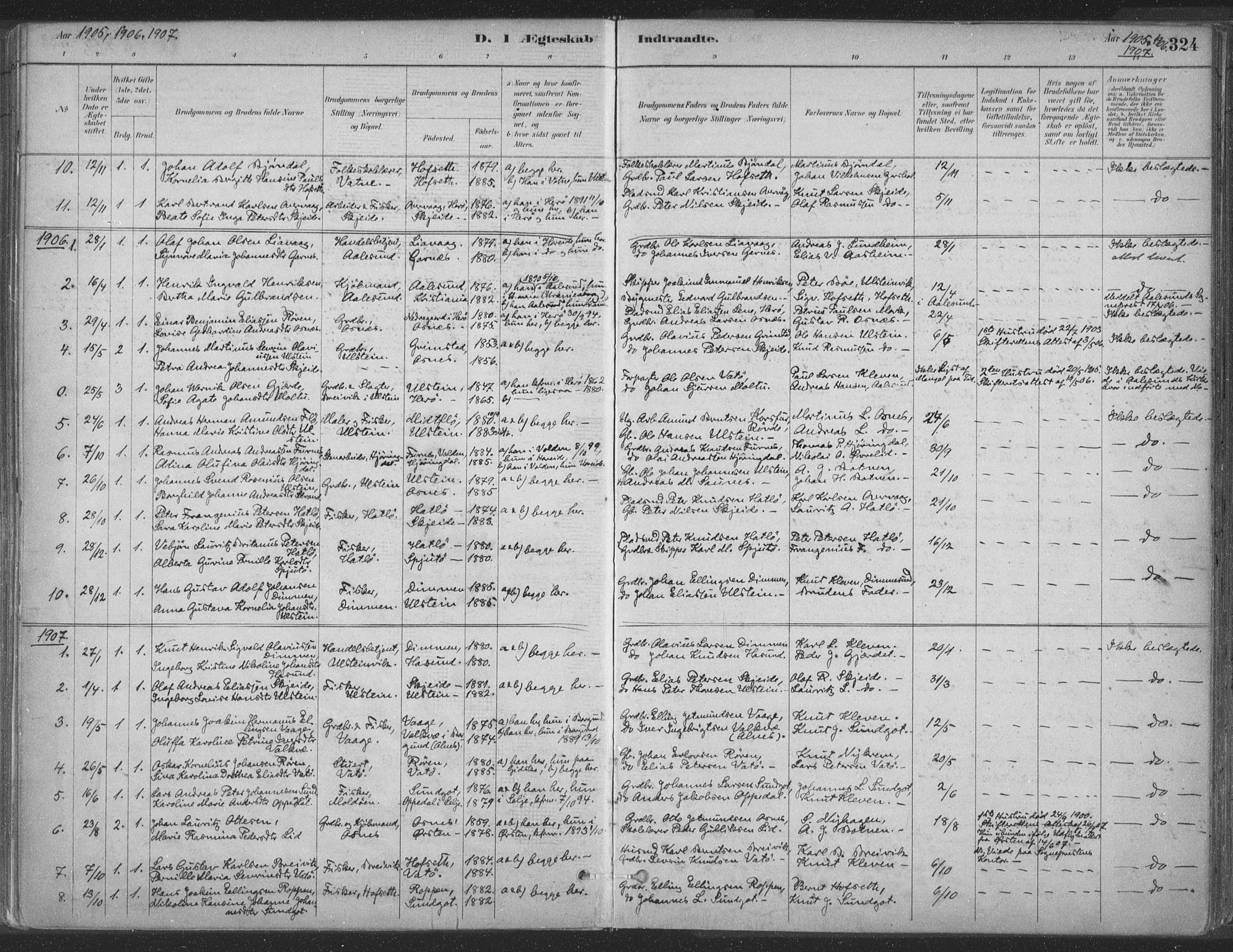 Ministerialprotokoller, klokkerbøker og fødselsregistre - Møre og Romsdal, AV/SAT-A-1454/509/L0106: Ministerialbok nr. 509A04, 1883-1922, s. 324