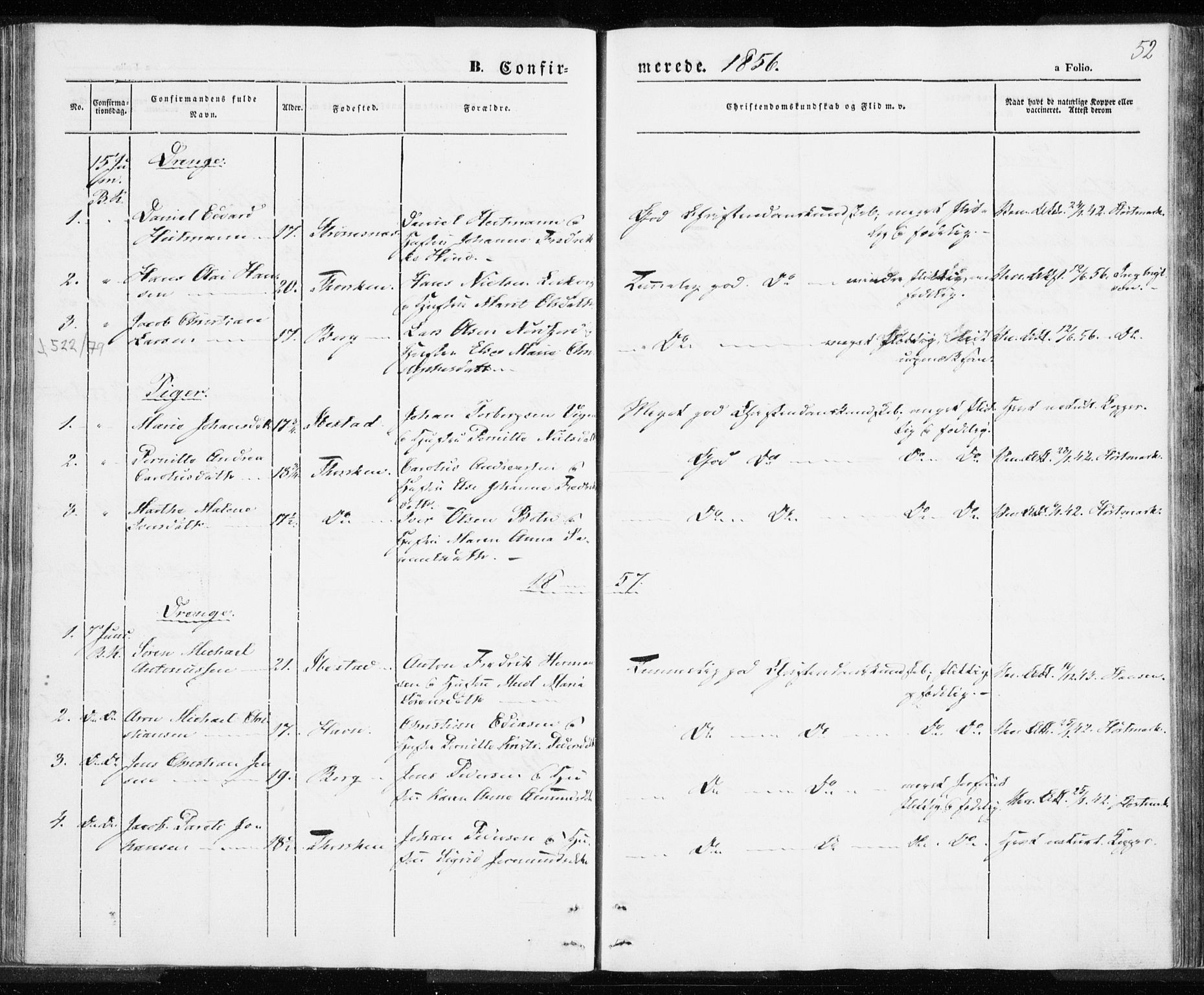 Berg sokneprestkontor, AV/SATØ-S-1318/G/Ga/Gaa/L0001kirke: Ministerialbok nr. 1, 1846-1859, s. 52