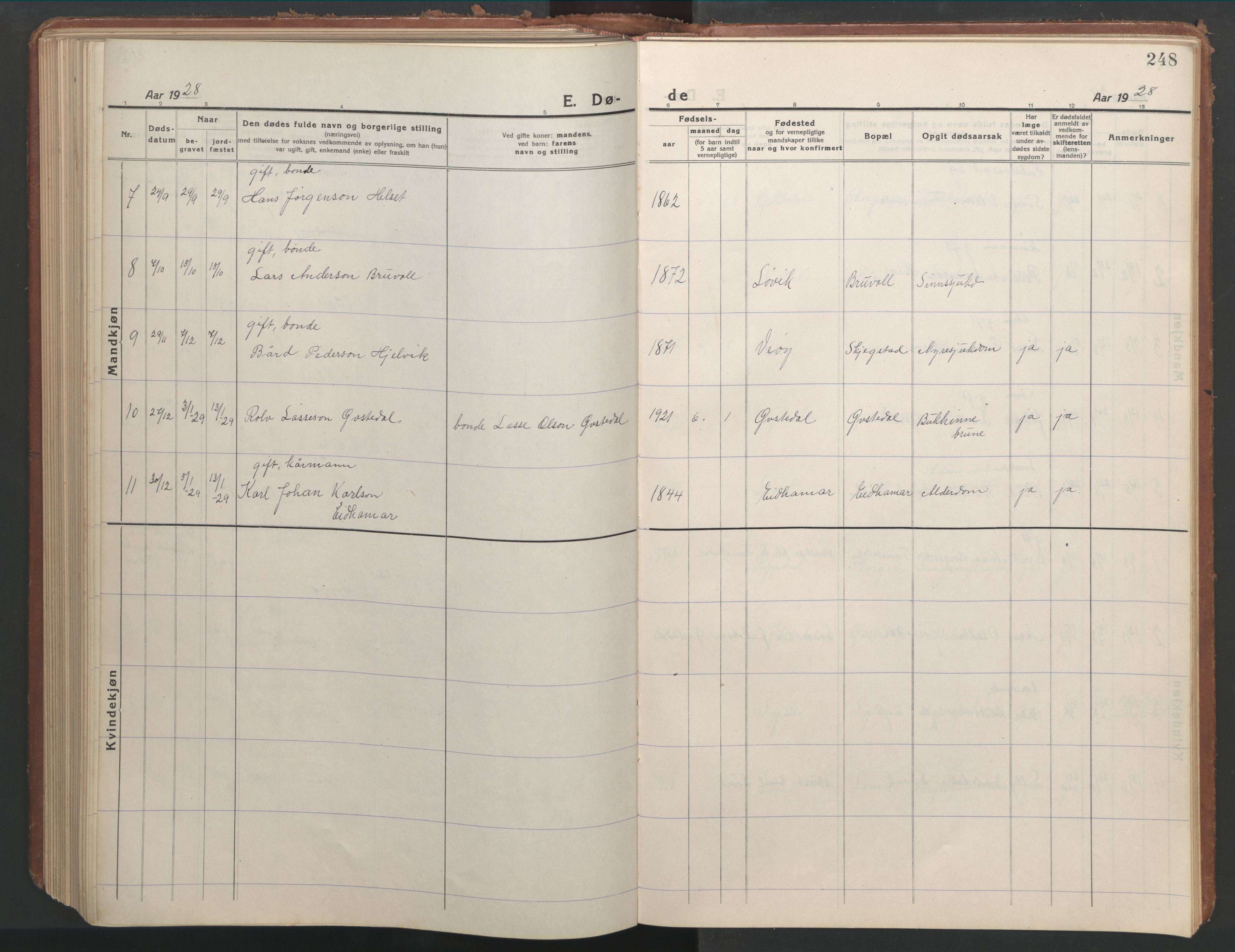 Ministerialprotokoller, klokkerbøker og fødselsregistre - Møre og Romsdal, SAT/A-1454/541/L0548: Klokkerbok nr. 541C03, 1921-1960, s. 248