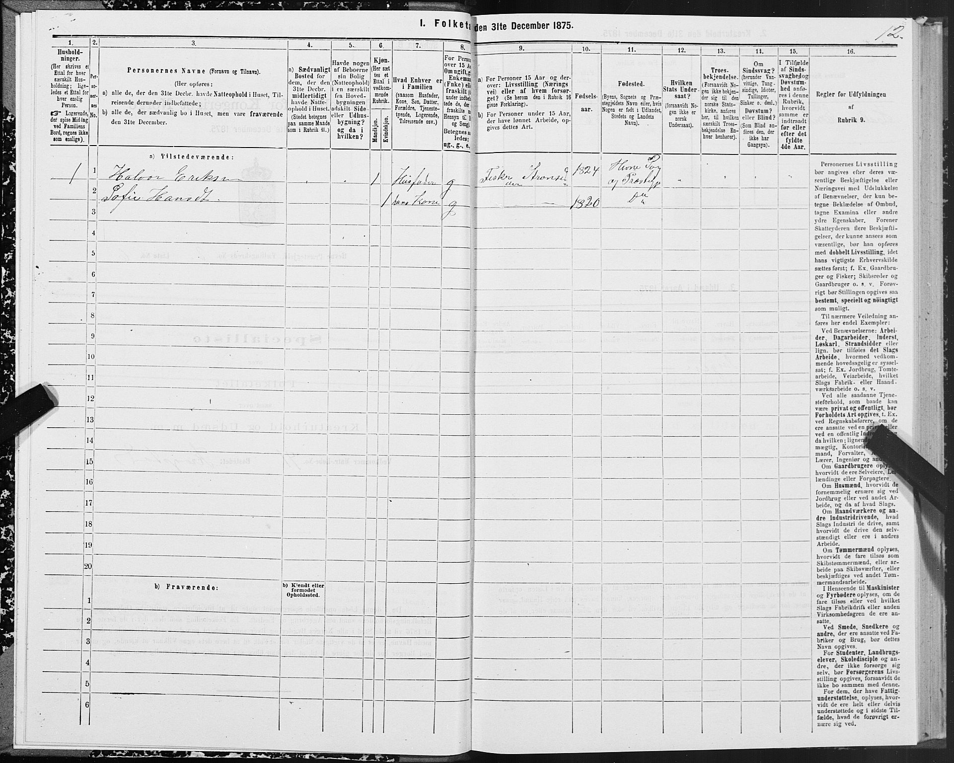 SAT, Folketelling 1875 for 1612P Hemne prestegjeld, 1875, s. 2012