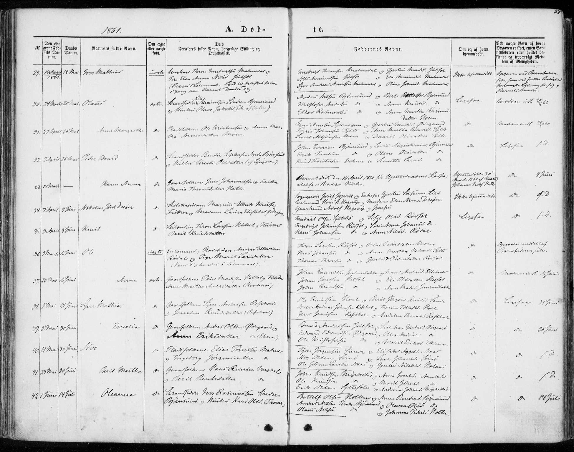 Ministerialprotokoller, klokkerbøker og fødselsregistre - Møre og Romsdal, AV/SAT-A-1454/565/L0748: Ministerialbok nr. 565A02, 1845-1872, s. 57