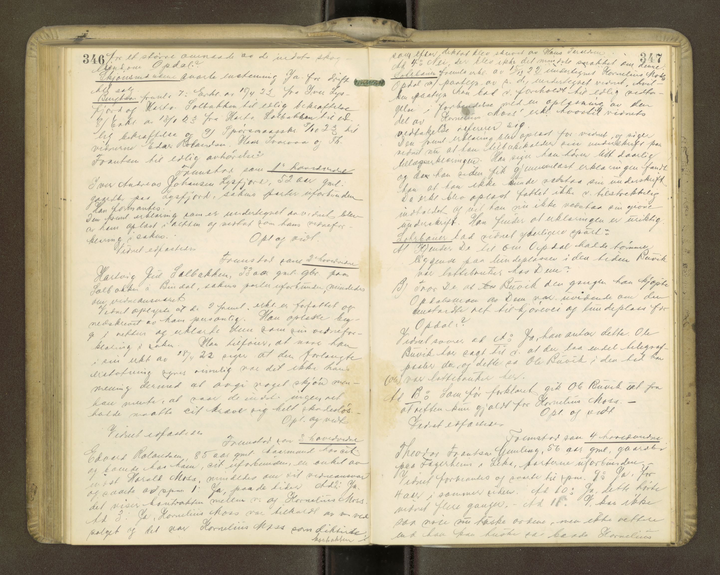 Brønnøy sorenskriveri, AV/SAT-A-4170/1/1/1B/L0001: Ekstrarettsprotokoll, 1919-1926, s. 346-347