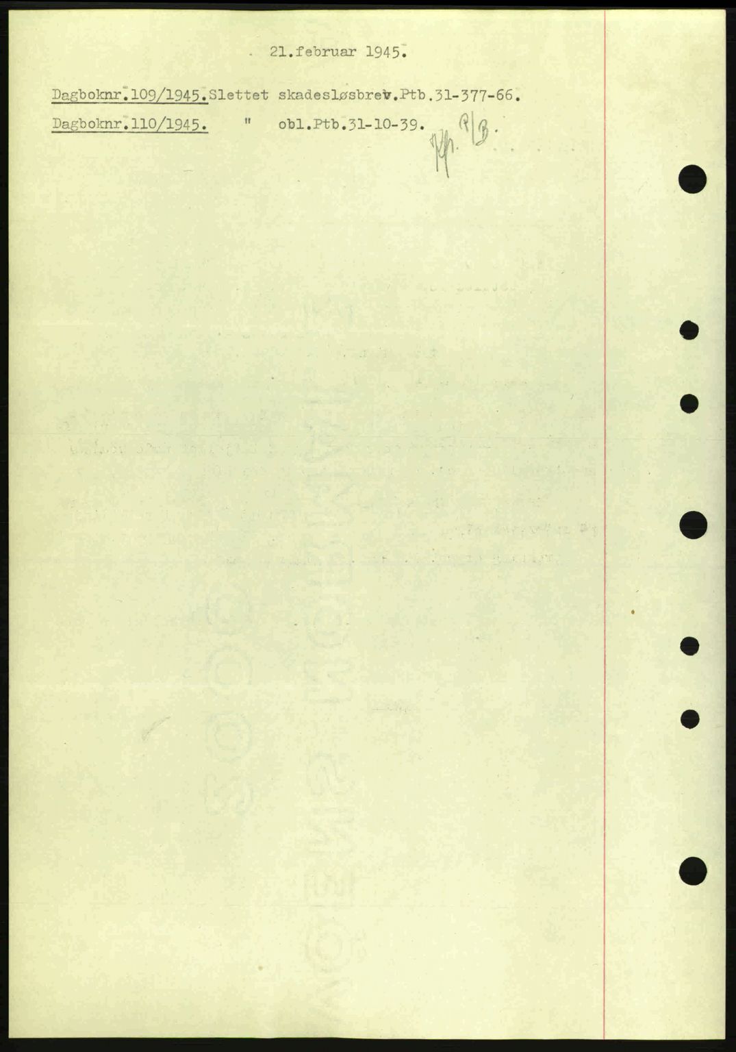 Nedenes sorenskriveri, SAK/1221-0006/G/Gb/Gba/L0052: Pantebok nr. A6a, 1944-1945, Dagboknr: 109/1945
