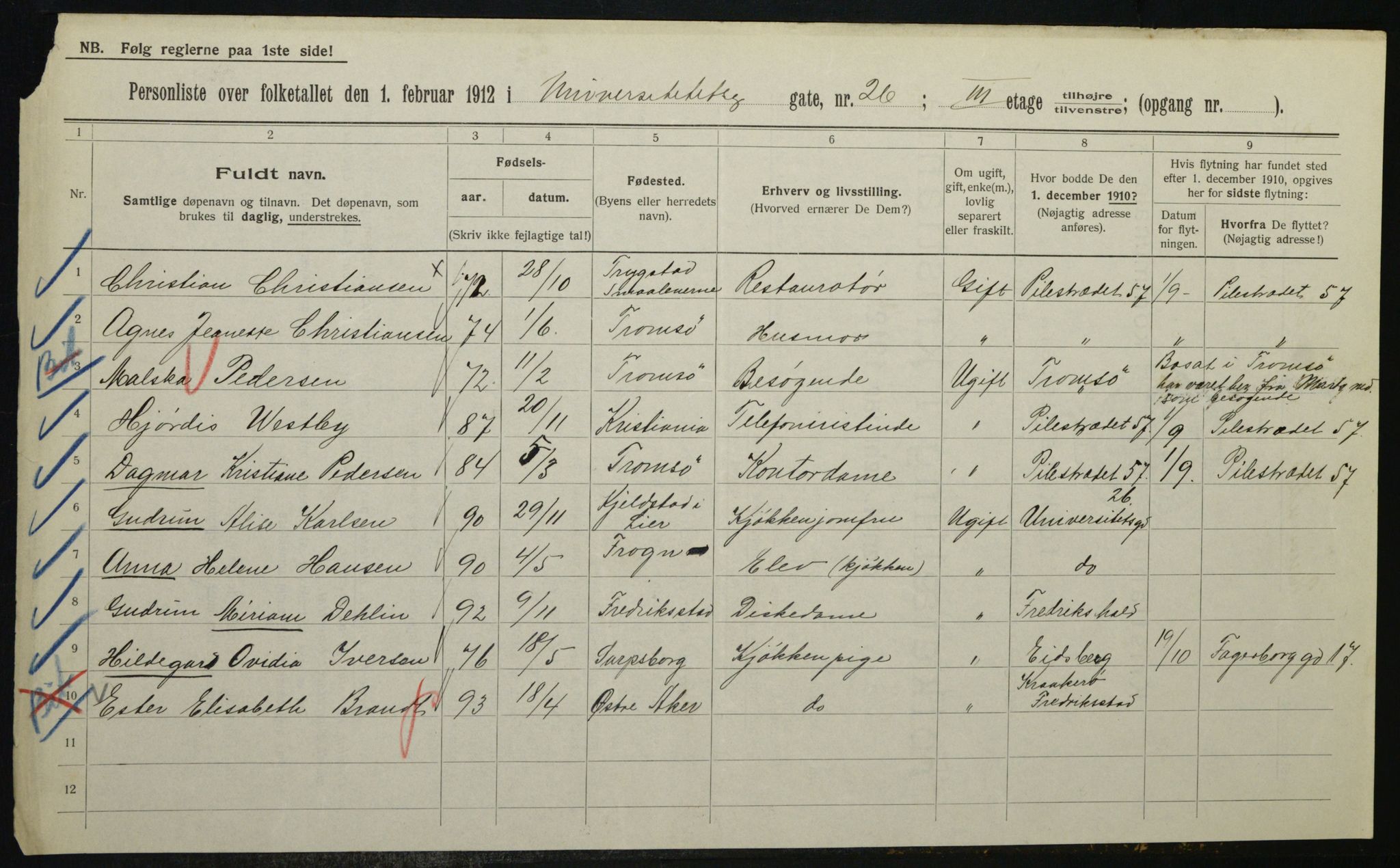 OBA, Kommunal folketelling 1.2.1912 for Kristiania, 1912, s. 120189