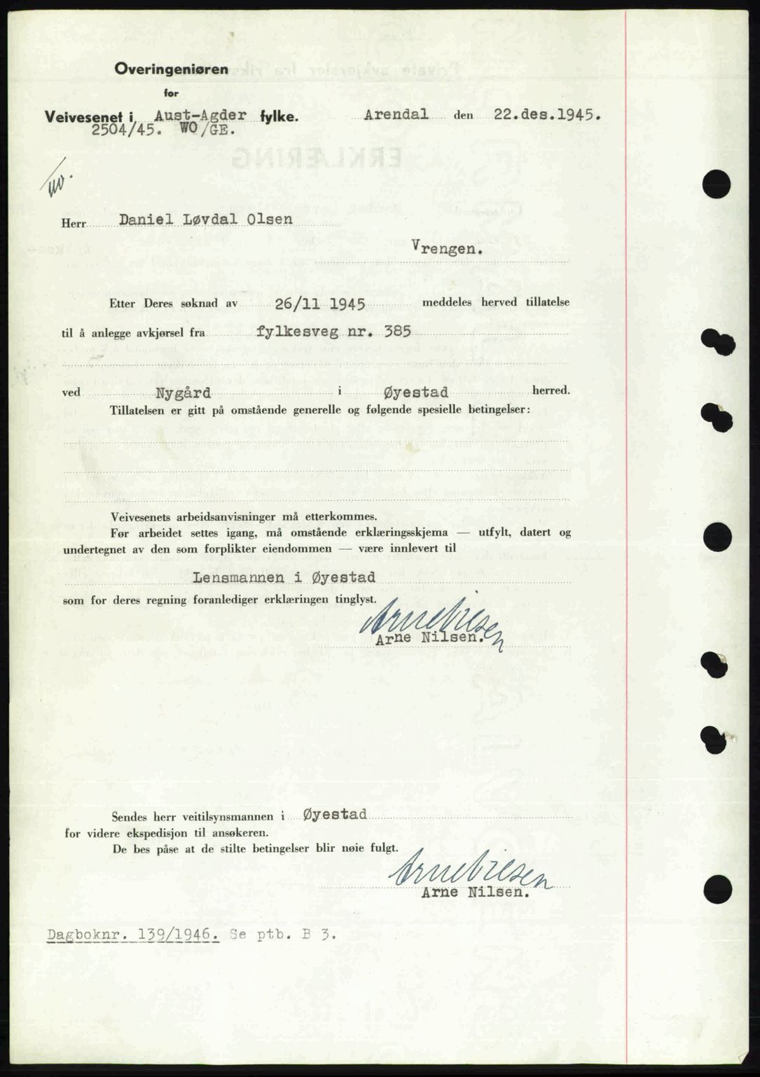 Nedenes sorenskriveri, AV/SAK-1221-0006/G/Gb/Gba/L0054: Pantebok nr. A6c, 1946-1946, Dagboknr: 138/1946