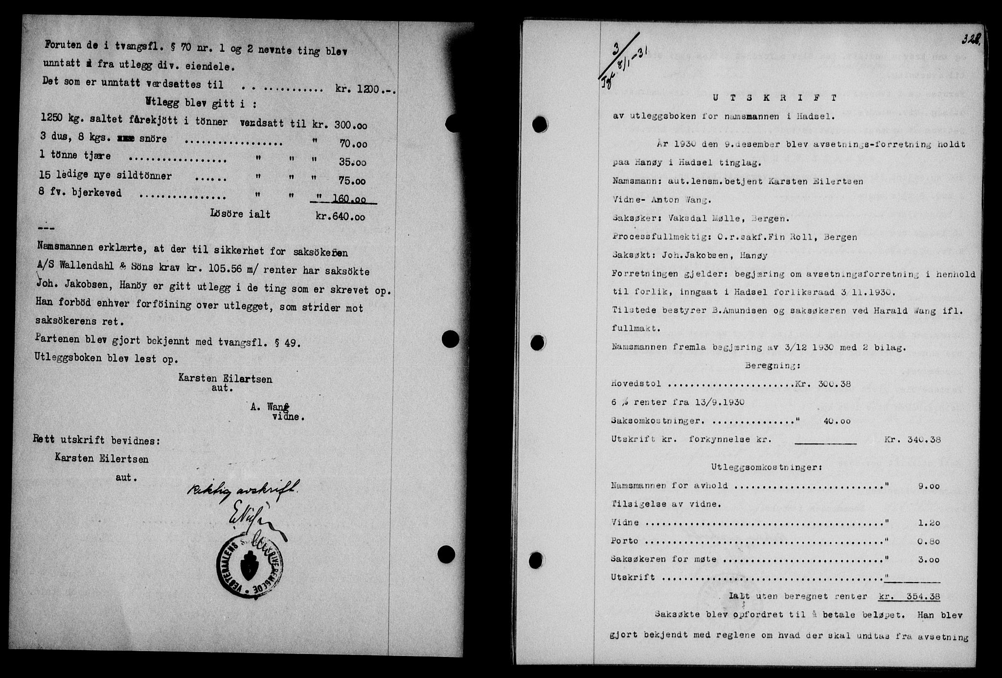 Vesterålen sorenskriveri, SAT/A-4180/1/2/2Ca/L0052: Pantebok nr. 45, 1930-1931, Tingl.dato: 08.01.1931