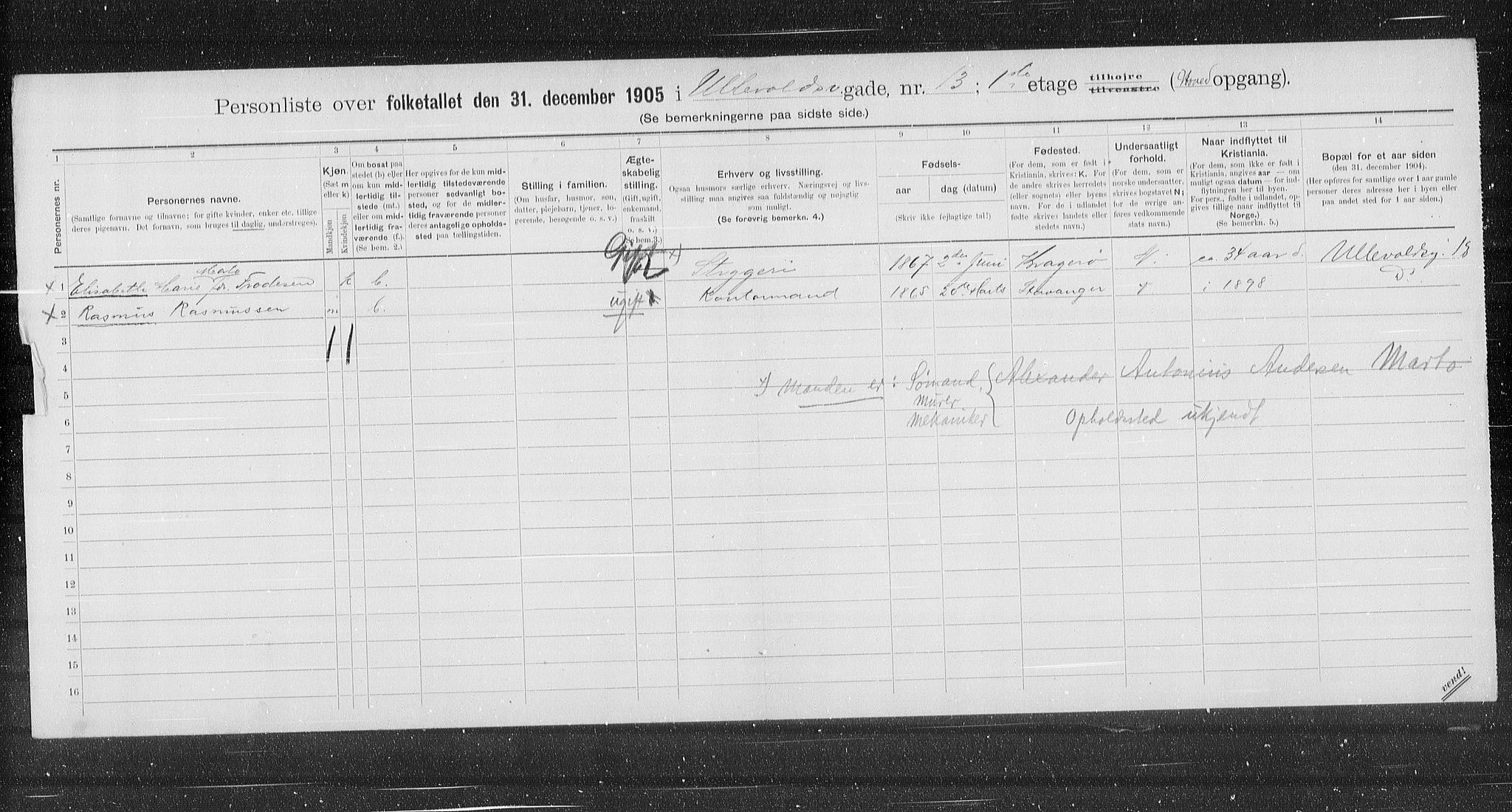 OBA, Kommunal folketelling 31.12.1905 for Kristiania kjøpstad, 1905, s. 62456