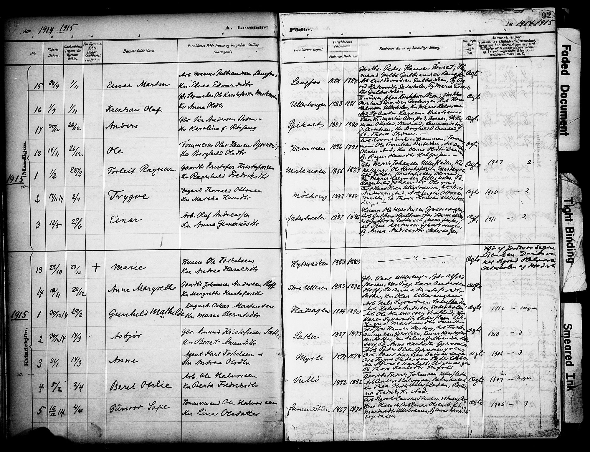 Sør-Odal prestekontor, AV/SAH-PREST-030/H/Ha/Haa/L0008: Ministerialbok nr. 8, 1886-1922, s. 92