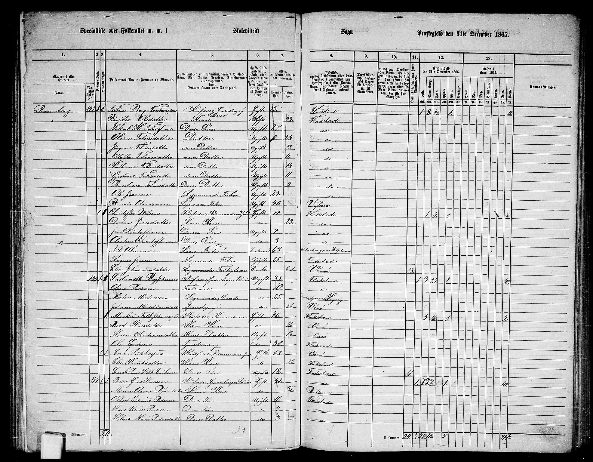 RA, Folketelling 1865 for 1859P Flakstad prestegjeld, 1865, s. 47