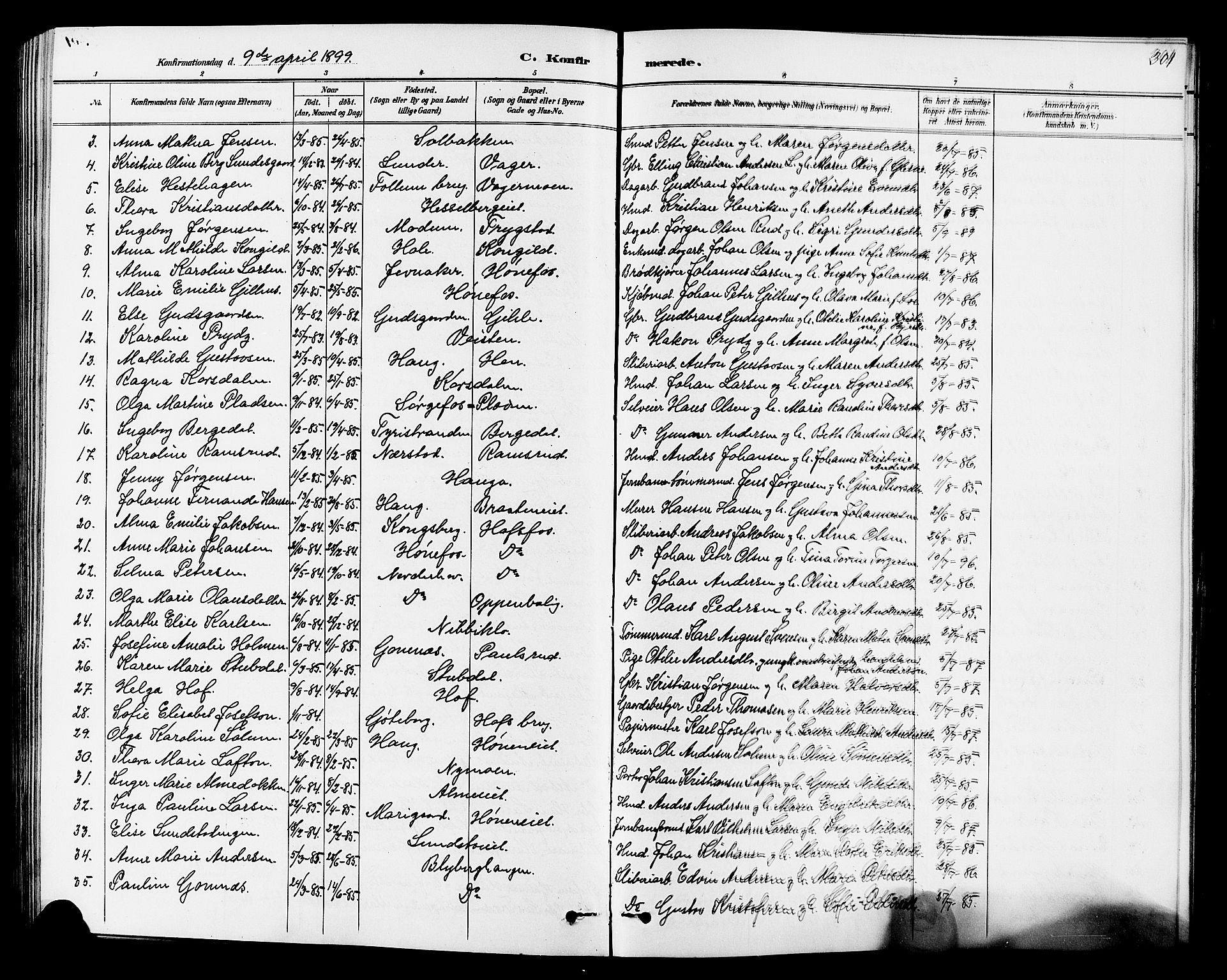 Norderhov kirkebøker, AV/SAKO-A-237/G/Ga/L0008: Klokkerbok nr. I 8, 1887-1912, s. 301