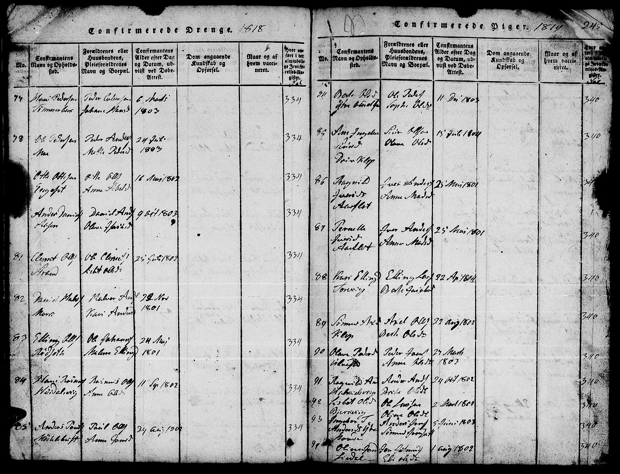 Ministerialprotokoller, klokkerbøker og fødselsregistre - Møre og Romsdal, AV/SAT-A-1454/511/L0155: Klokkerbok nr. 511C01, 1817-1829, s. 245