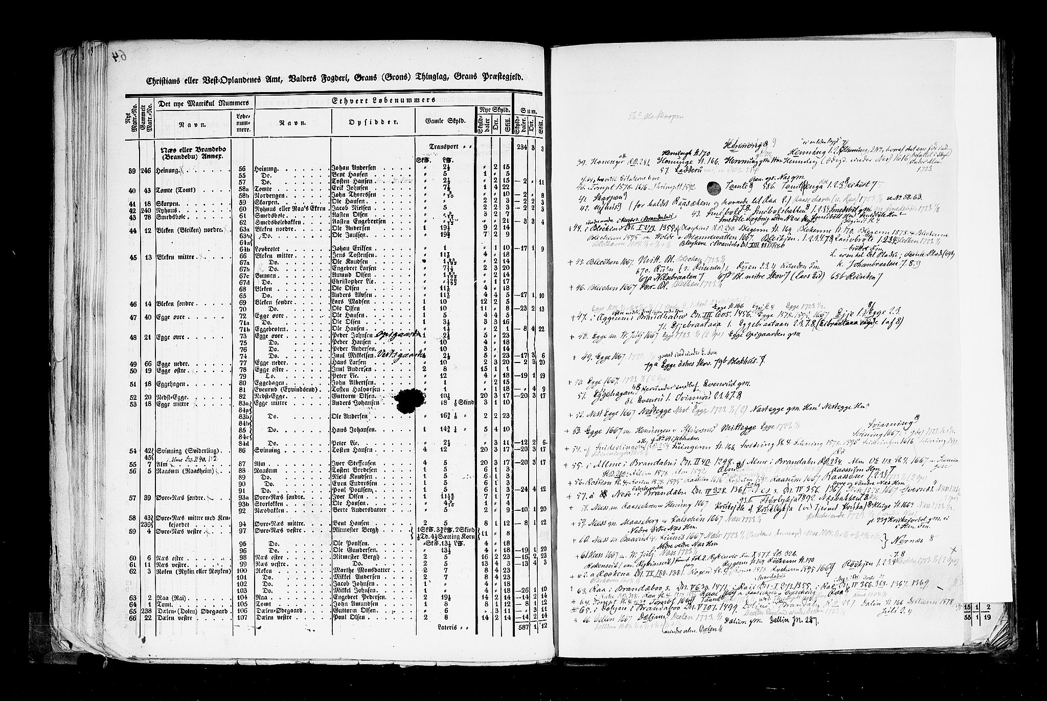 Rygh, AV/RA-PA-0034/F/Fb/L0004: Matrikkelen for 1838 - Christians amt (Oppland fylke), 1838, s. 64b