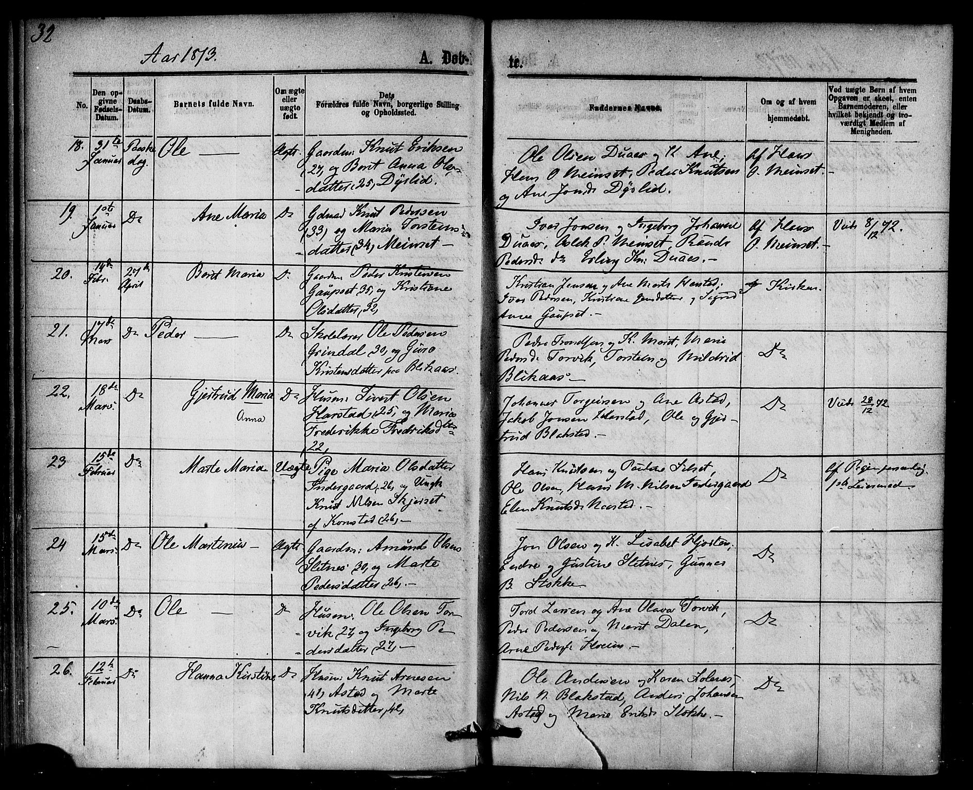 Ministerialprotokoller, klokkerbøker og fødselsregistre - Møre og Romsdal, AV/SAT-A-1454/584/L0966: Ministerialbok nr. 584A06, 1869-1878, s. 32