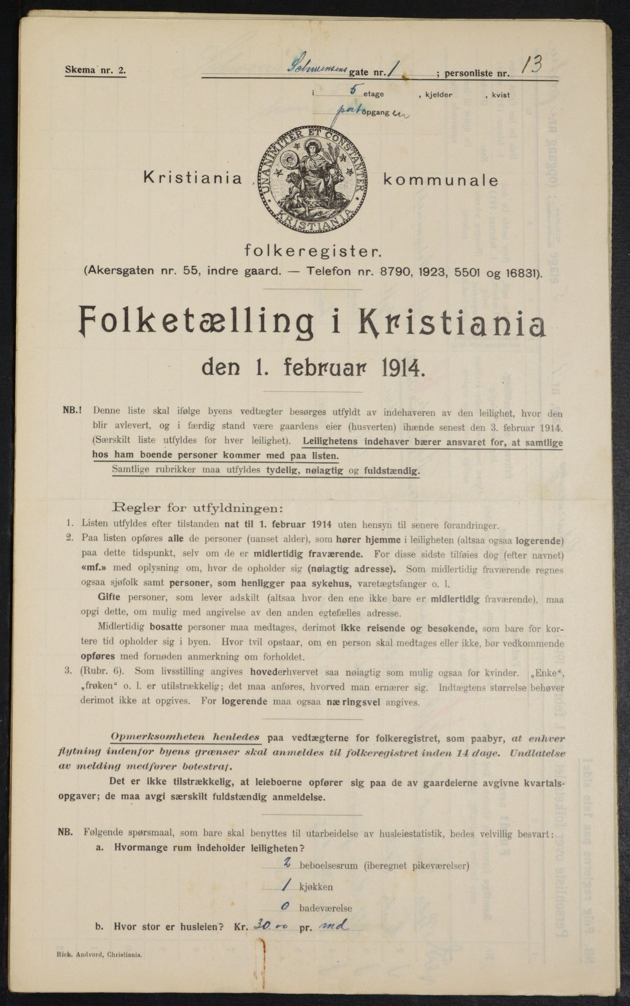 OBA, Kommunal folketelling 1.2.1914 for Kristiania, 1914, s. 92479