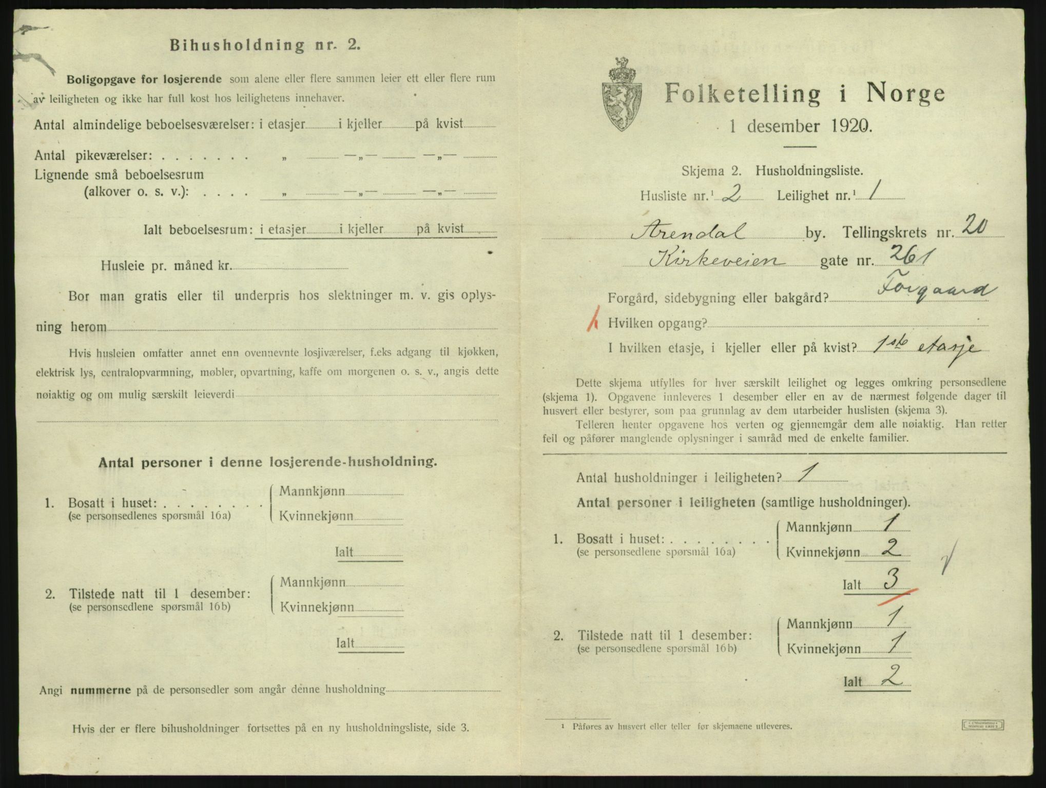 SAK, Folketelling 1920 for 0903 Arendal kjøpstad, 1920, s. 8296