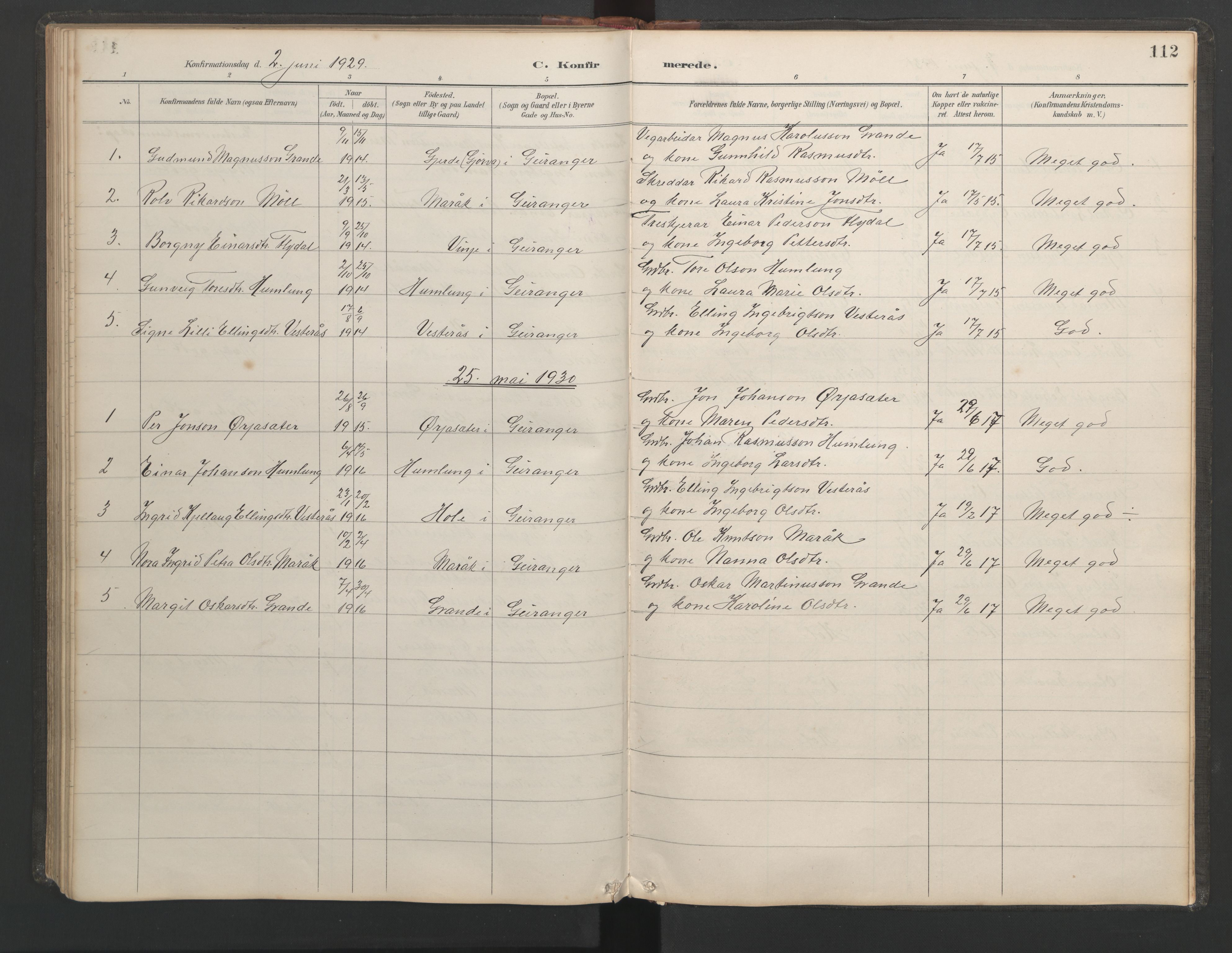 Ministerialprotokoller, klokkerbøker og fødselsregistre - Møre og Romsdal, AV/SAT-A-1454/518/L0236: Klokkerbok nr. 518C03, 1889-1960, s. 112