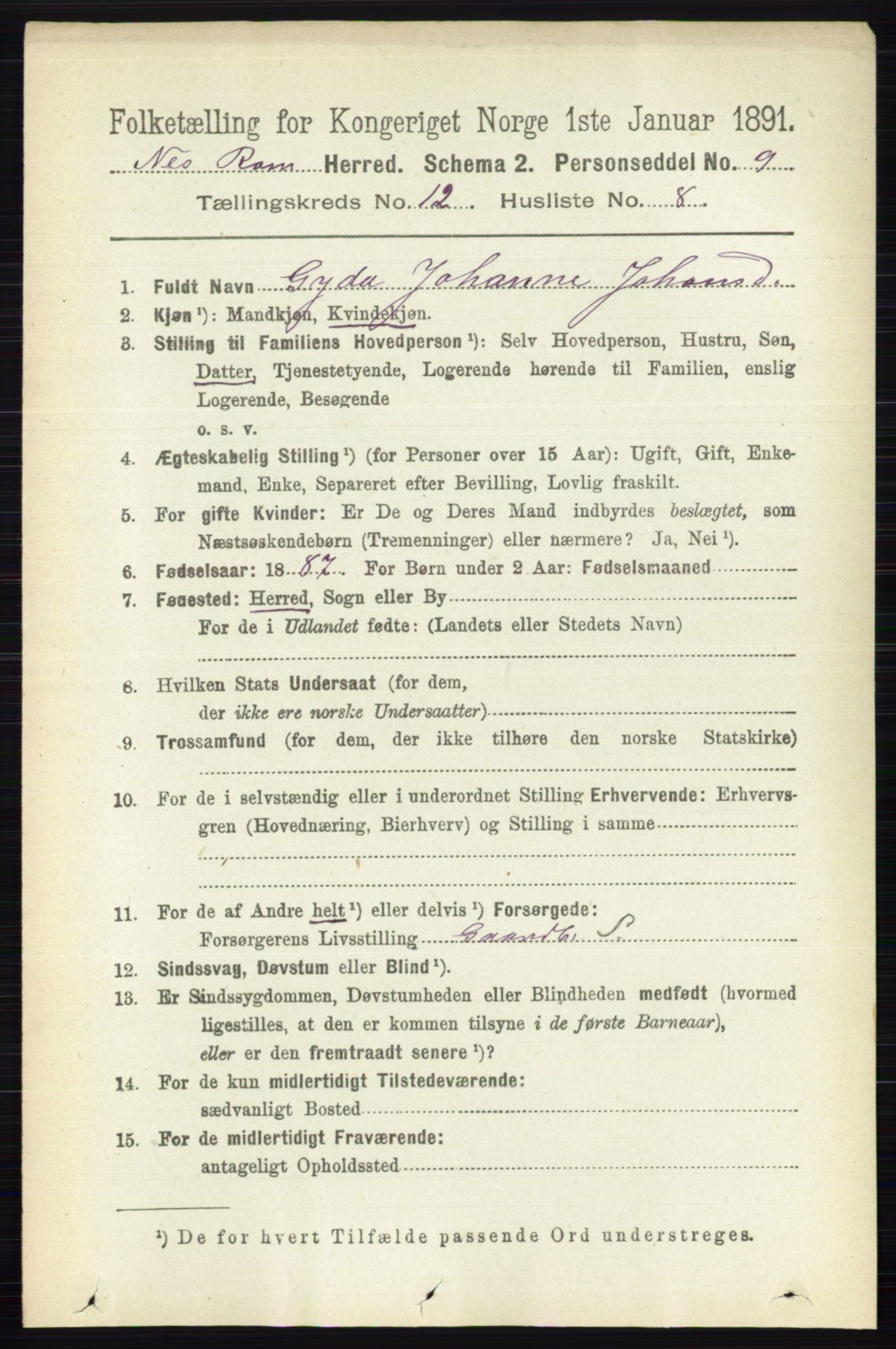 RA, Folketelling 1891 for 0236 Nes herred, 1891, s. 7158