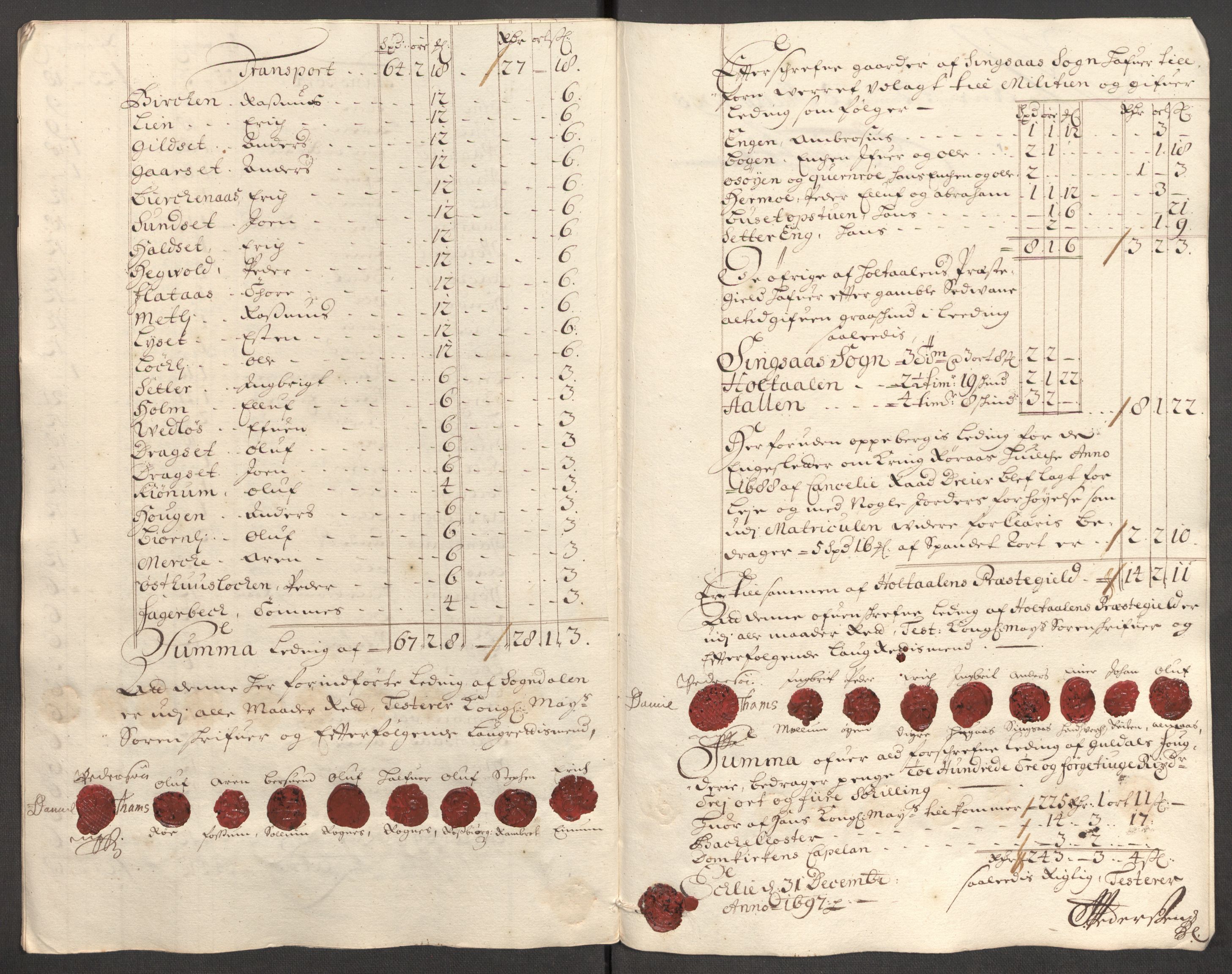 Rentekammeret inntil 1814, Reviderte regnskaper, Fogderegnskap, RA/EA-4092/R60/L3947: Fogderegnskap Orkdal og Gauldal, 1697, s. 407