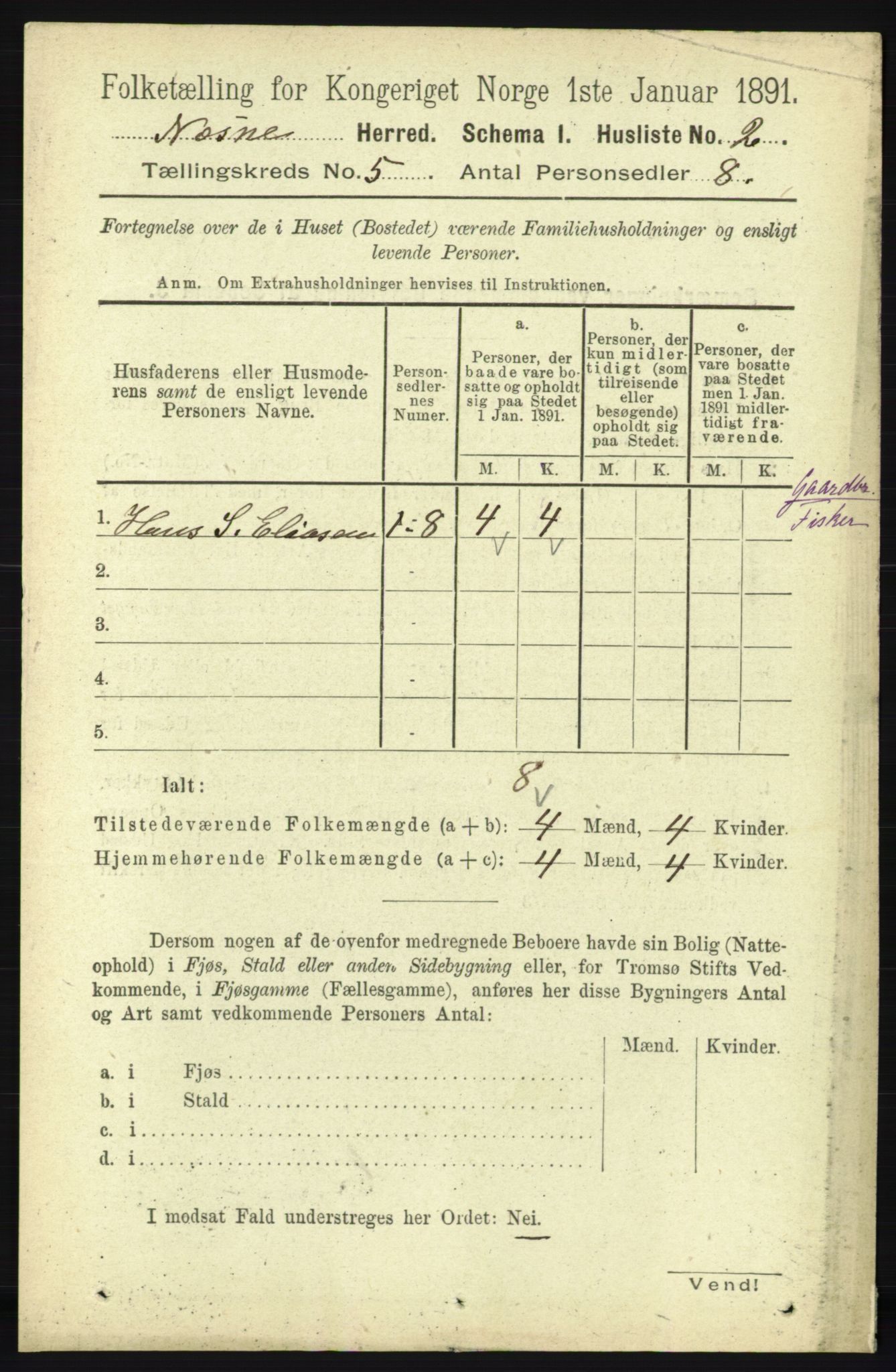 RA, Folketelling 1891 for 1828 Nesna herred, 1891, s. 2698