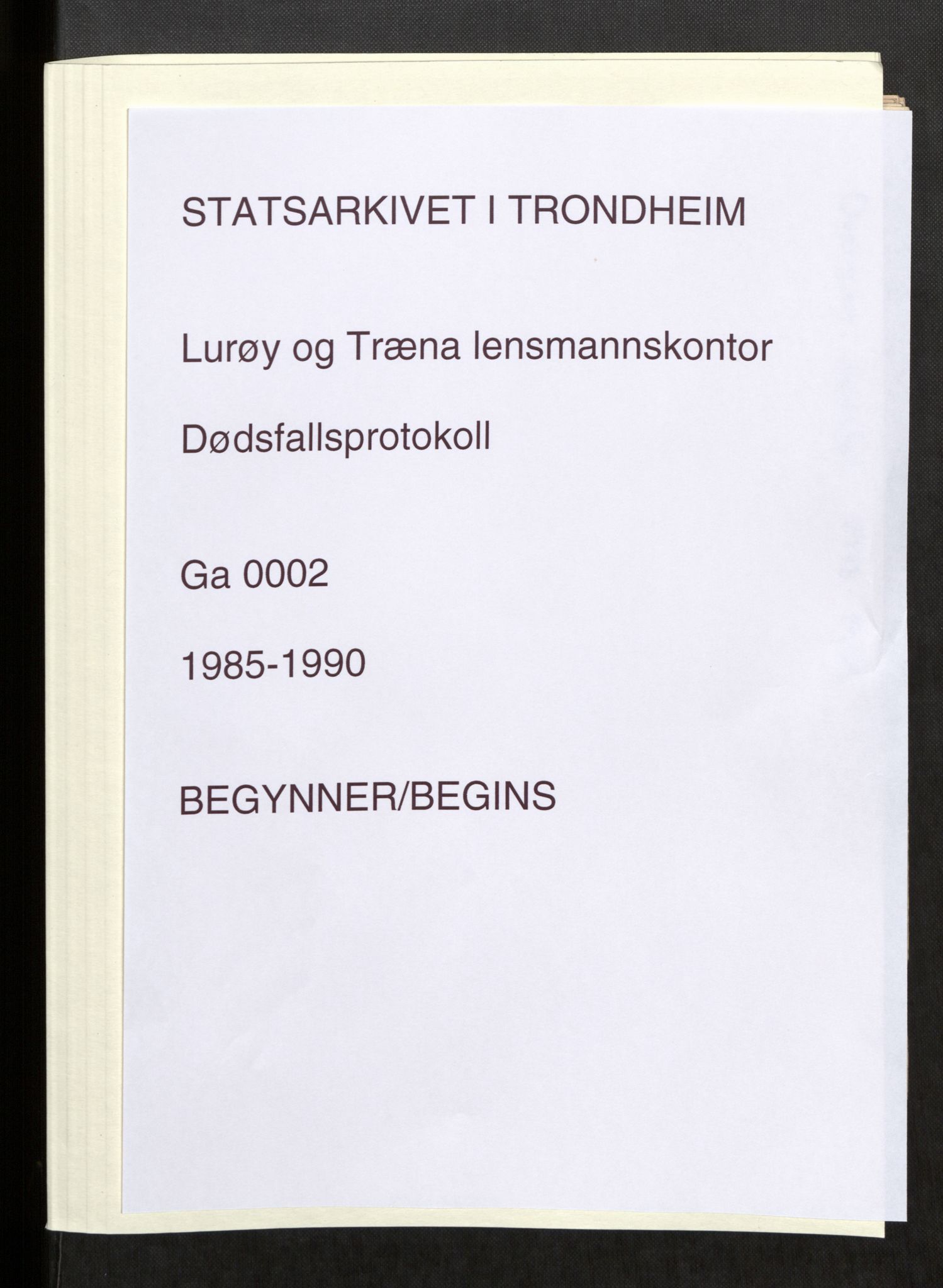 Lurøy og Træna lensmannskontor, AV/SAT-A-5697/2/Ga/L0002: Dødsfallprotokoll A-Å, 1985-1992