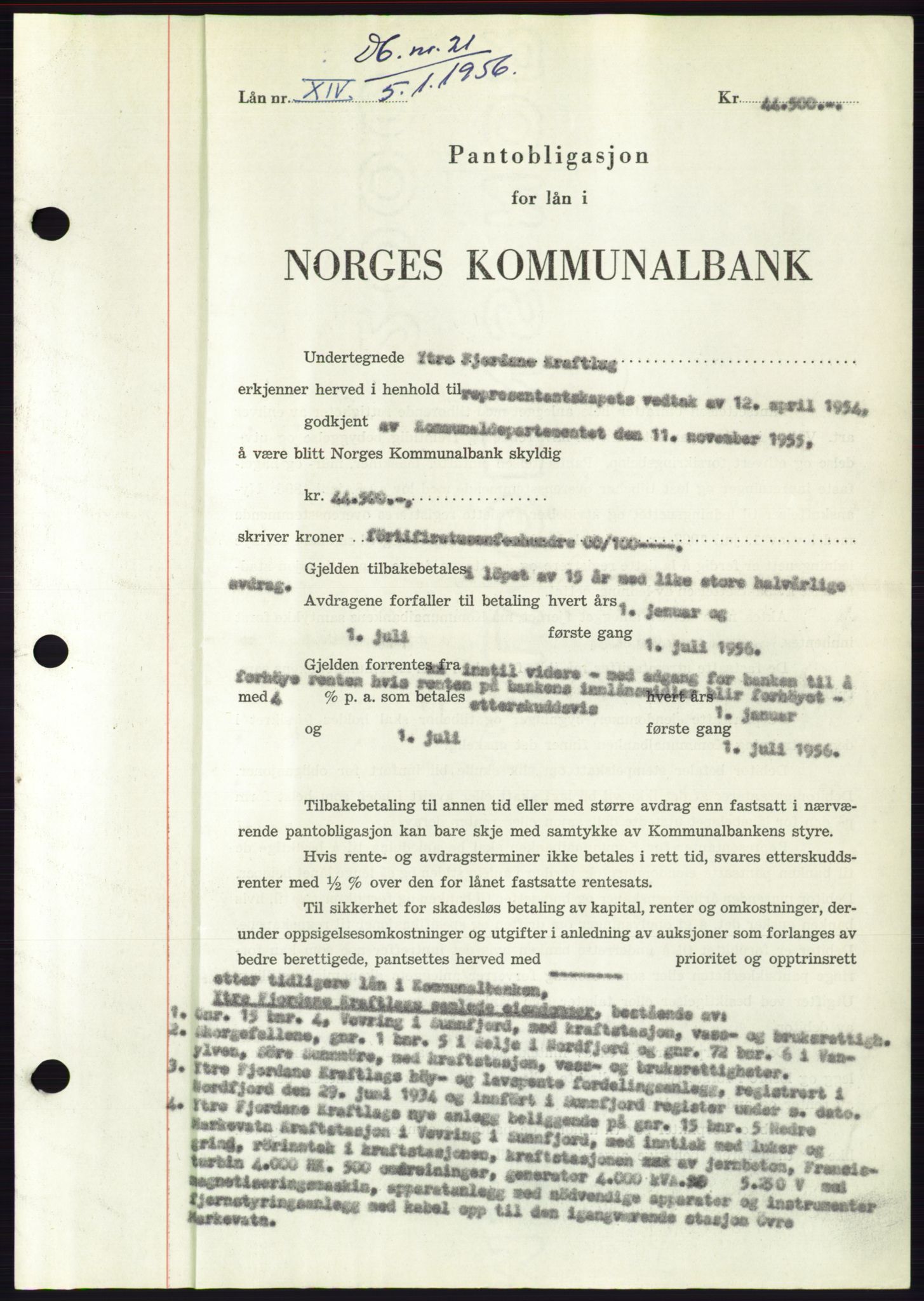 Søre Sunnmøre sorenskriveri, AV/SAT-A-4122/1/2/2C/L0128: Pantebok nr. 16B, 1956-1956, Dagboknr: 21/1956