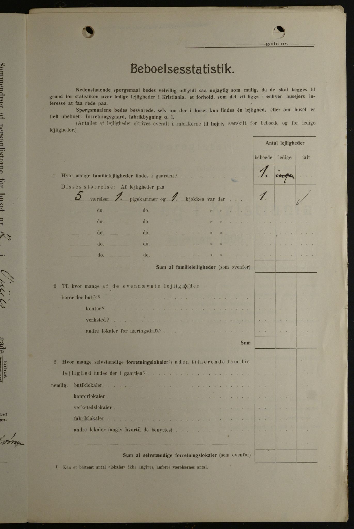 OBA, Kommunal folketelling 1.2.1908 for Kristiania kjøpstad, 1908, s. 111061