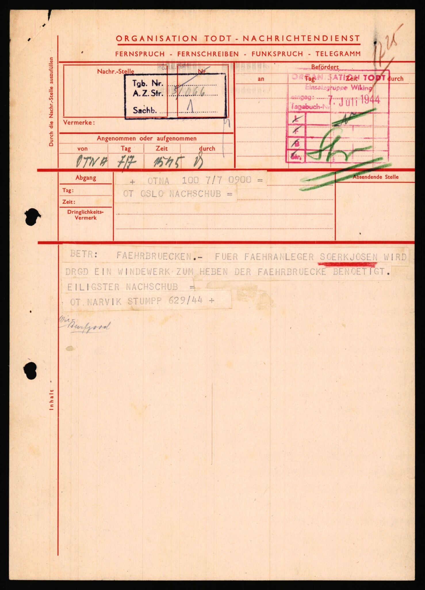 Tyske arkiver, Organisation Todt (OT), Einsatzgruppe Wiking, AV/RA-RAFA-2188/1/E/E2/E2d/L0023: Fähren und Anlegen, 1942-1944, s. 29
