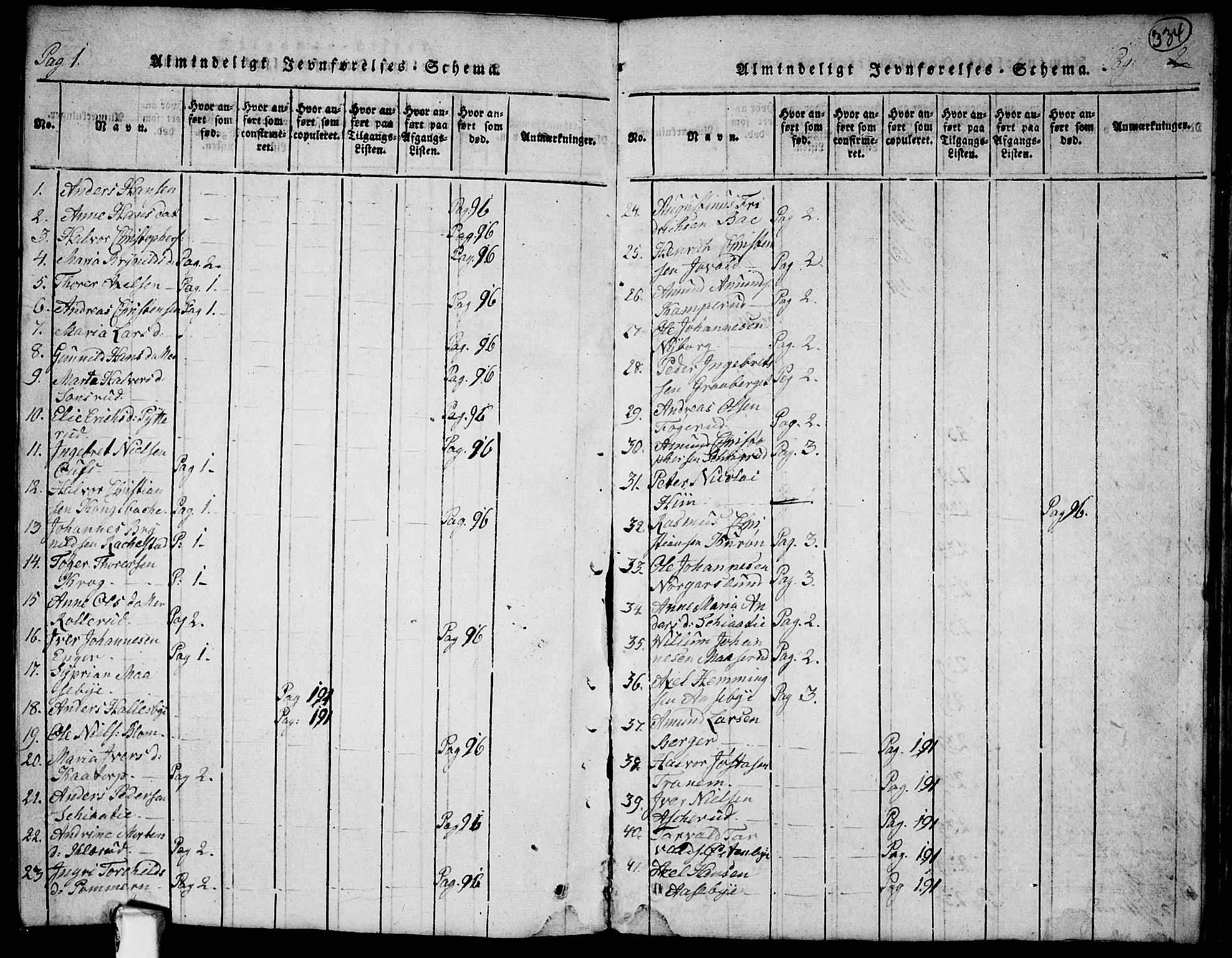 Rødenes prestekontor Kirkebøker, SAO/A-2005/G/Ga/L0001: Klokkerbok nr.  I 1, 1814-1841, s. 334