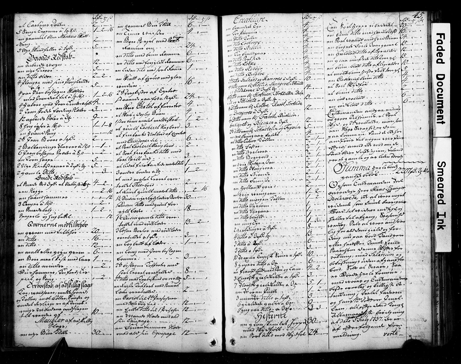 Den geistlige jurisdiksjon, AV/SAO-A-11097/G/Gd/Gdb/L0002: Skifteprotokoll, 1735-1778, s. 44b-45a