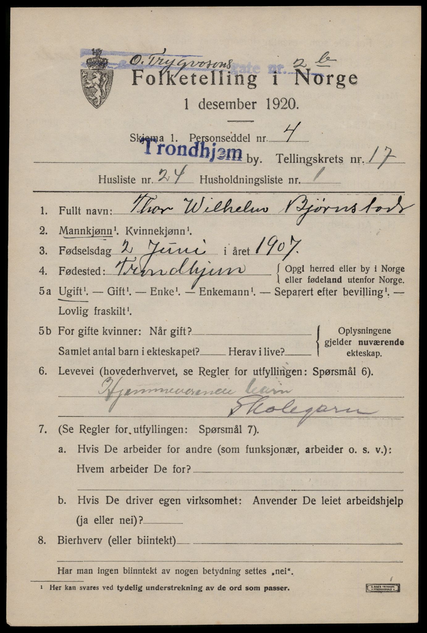 SAT, Folketelling 1920 for 1601 Trondheim kjøpstad, 1920, s. 55032
