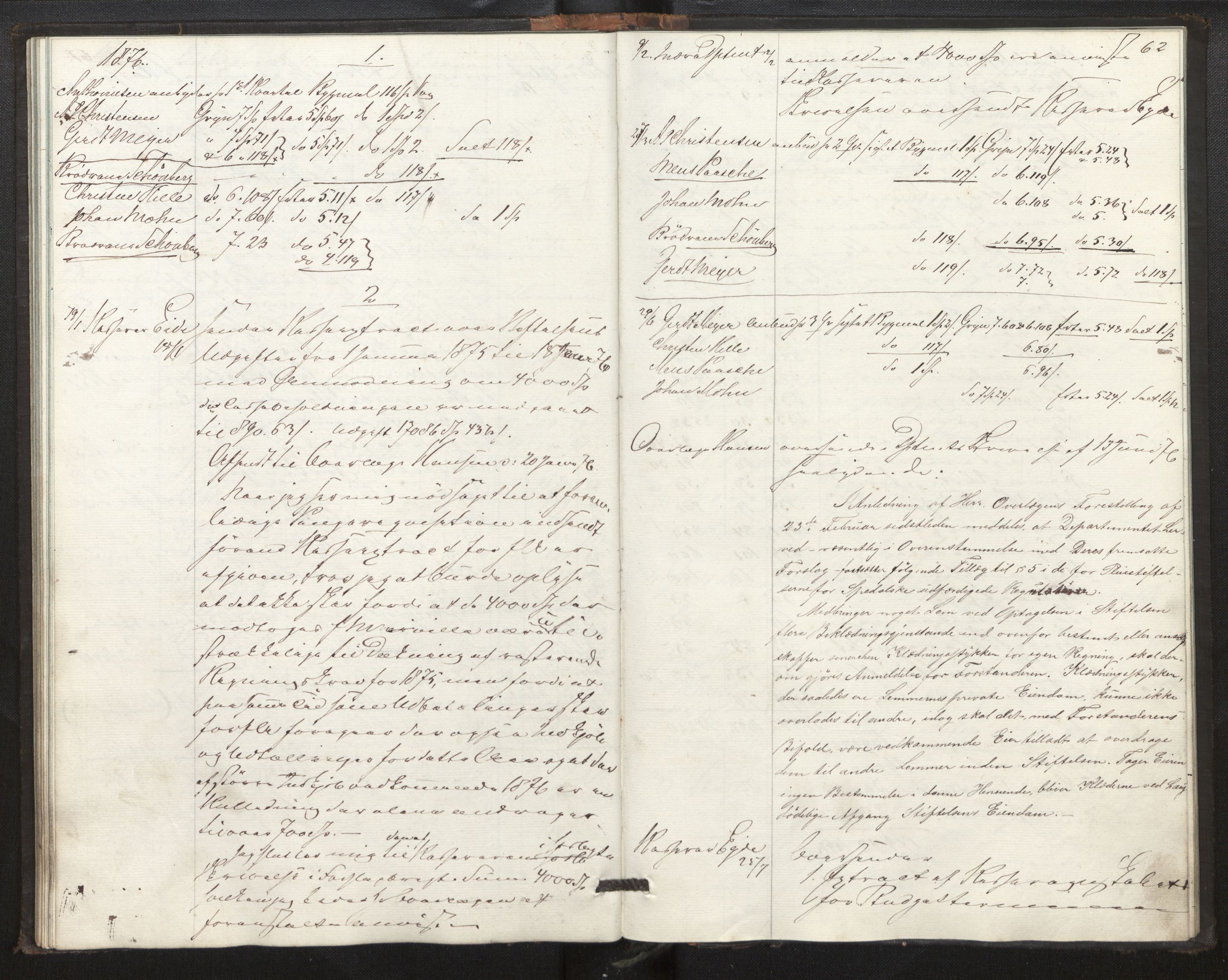 Lepraarkiver - Pleiestiftelsen for spedalske no.1, SAB/A-60601/B.c/L0001: Journal, 1857-1882, s. 61b-62a